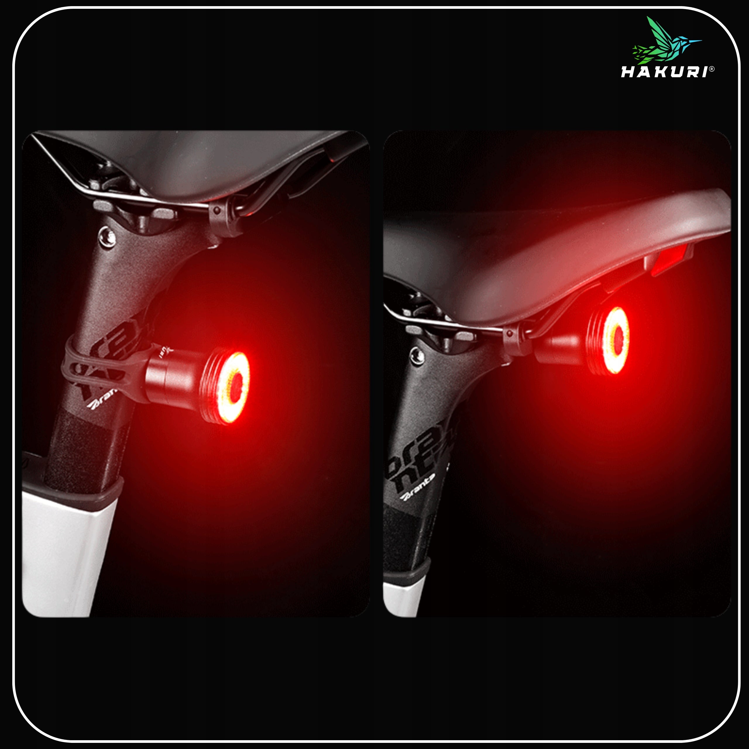 Bike light REAR lighting brake detection 5 modes H5 HAKURI Light beam 60 lm