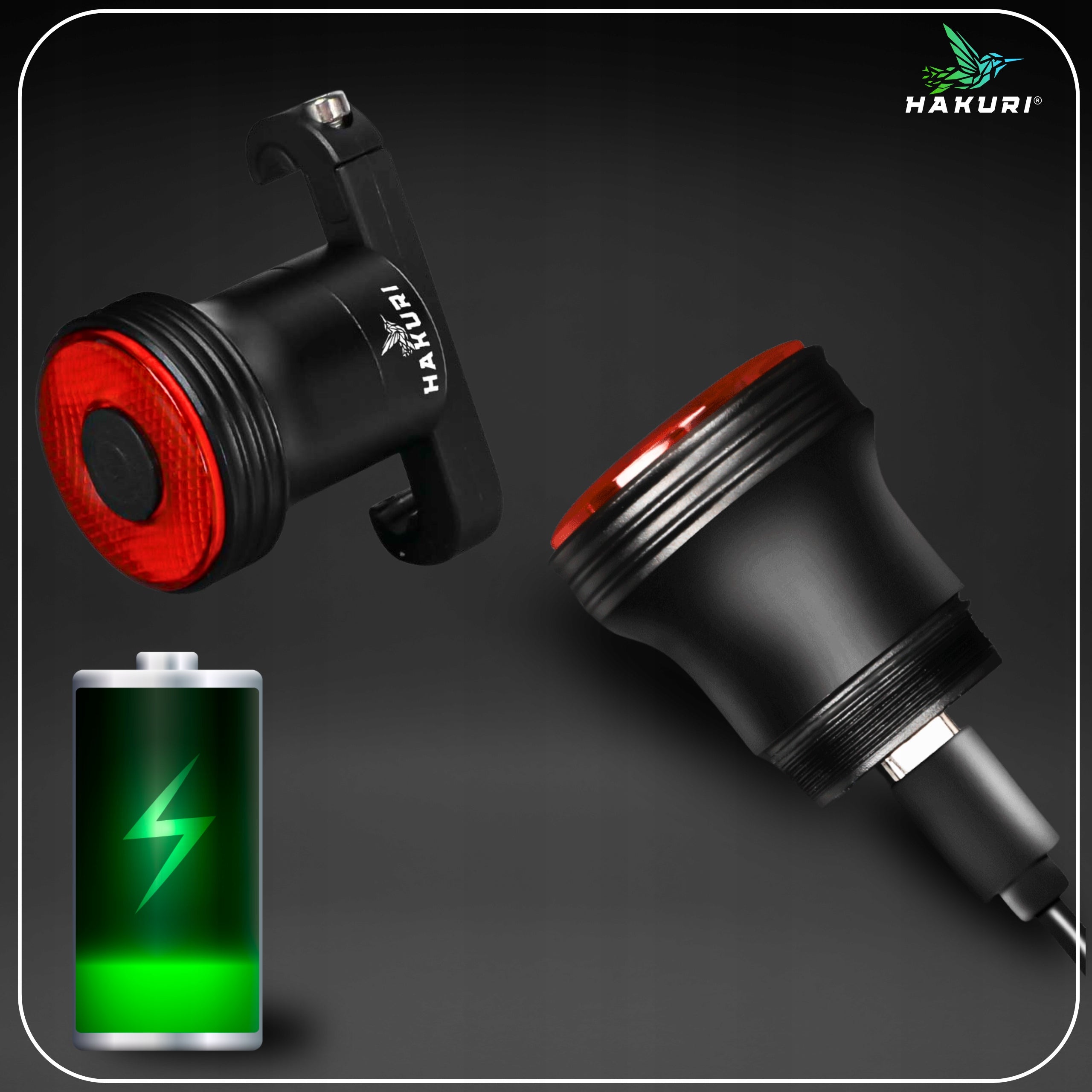 Bike light REAR lighting brake detection 5 modes H5 HAKURI Manufacturer code Lampka rowerowa tylna H5 5 trybów wodoodporna