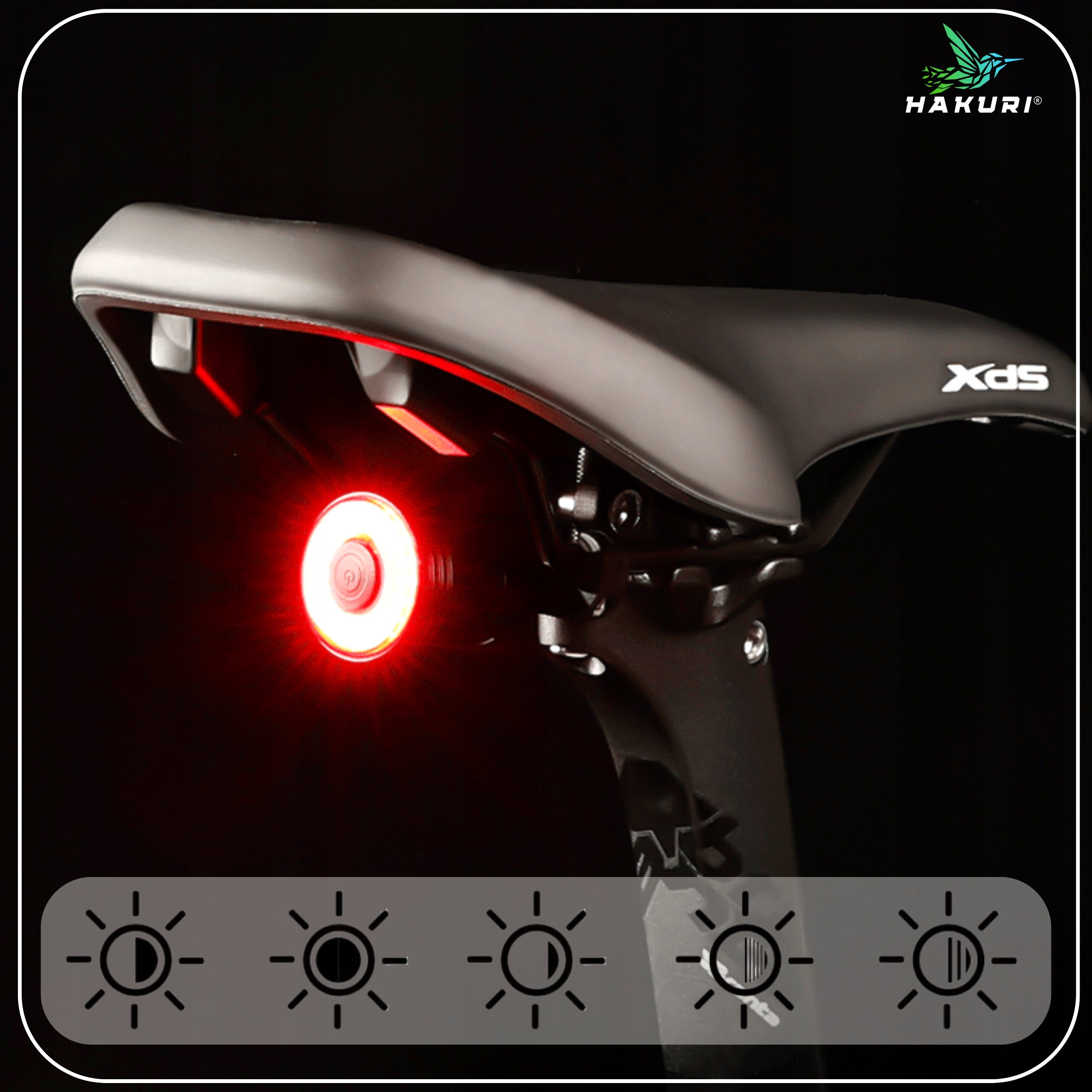 Bike light REAR lighting brake detection 5 modes H5 HAKURI Model Lampka rowerowa tylna H5 HAKURI czujnik hamowania