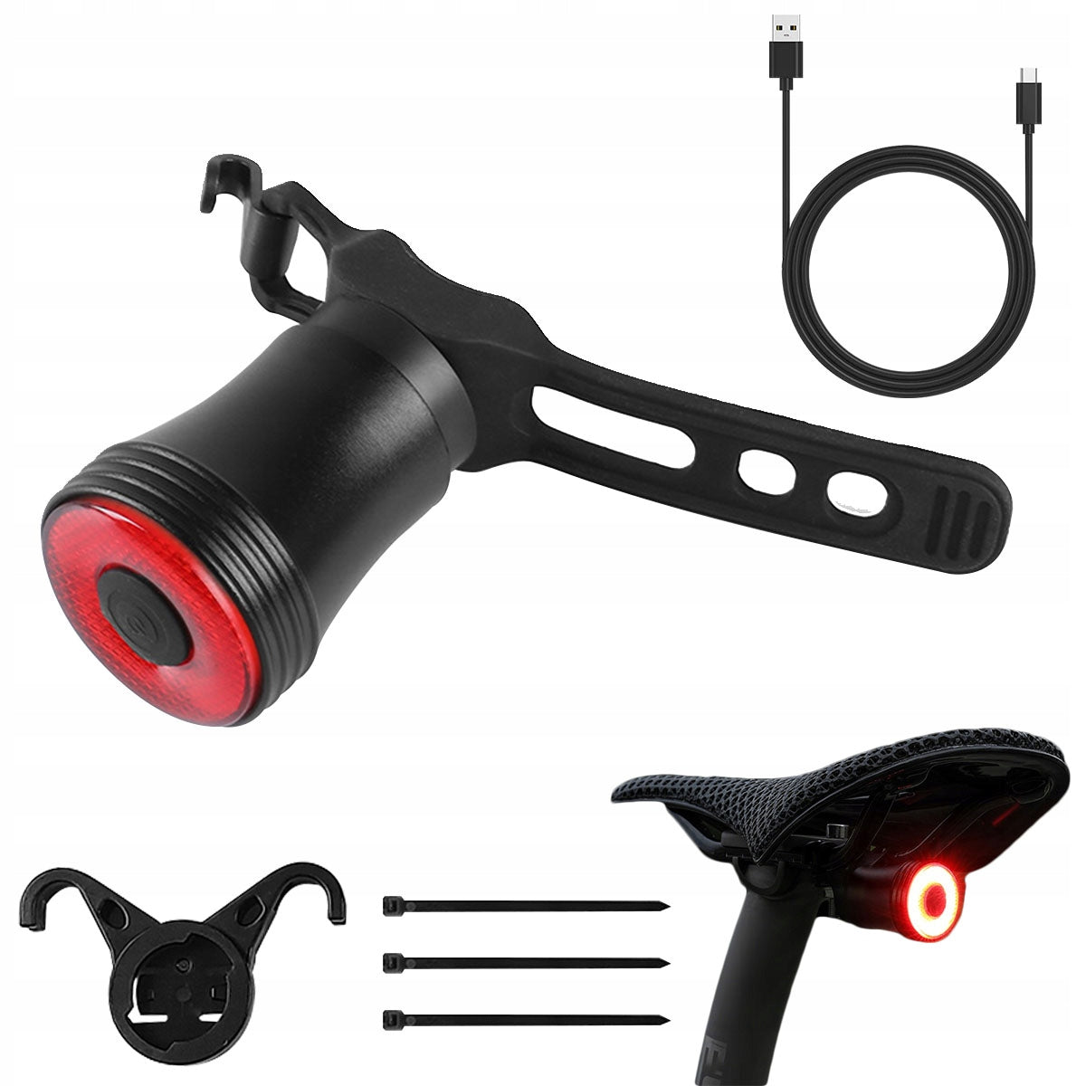 Bike light REAR lighting brake detection 5 modes