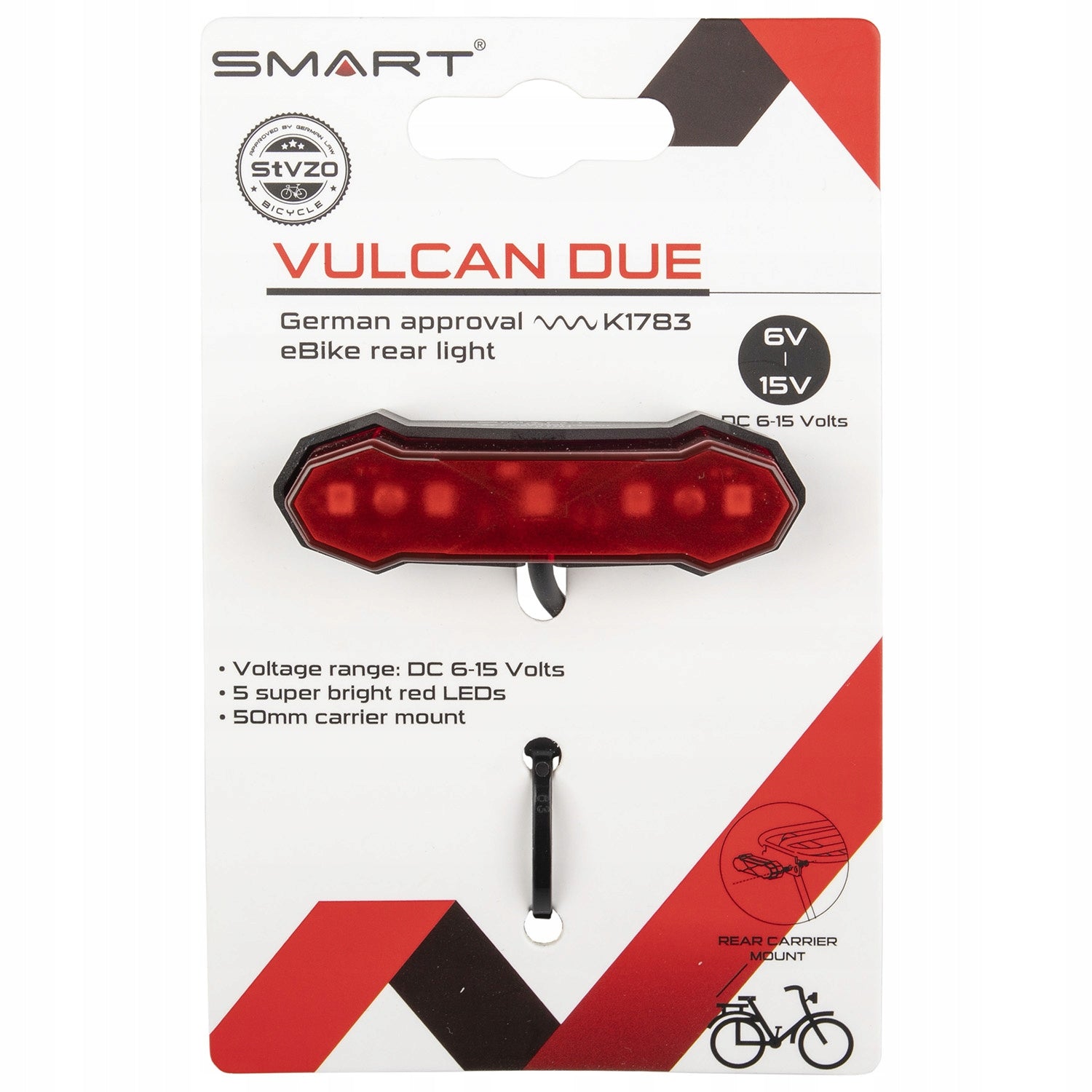 Bike light for luggage compartment SMART NVULCA DUE RL330 Kind rear-facing
