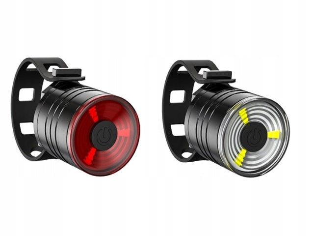 Bike light front rear LED COB bike lights set of 80lm +bat lights. Color black