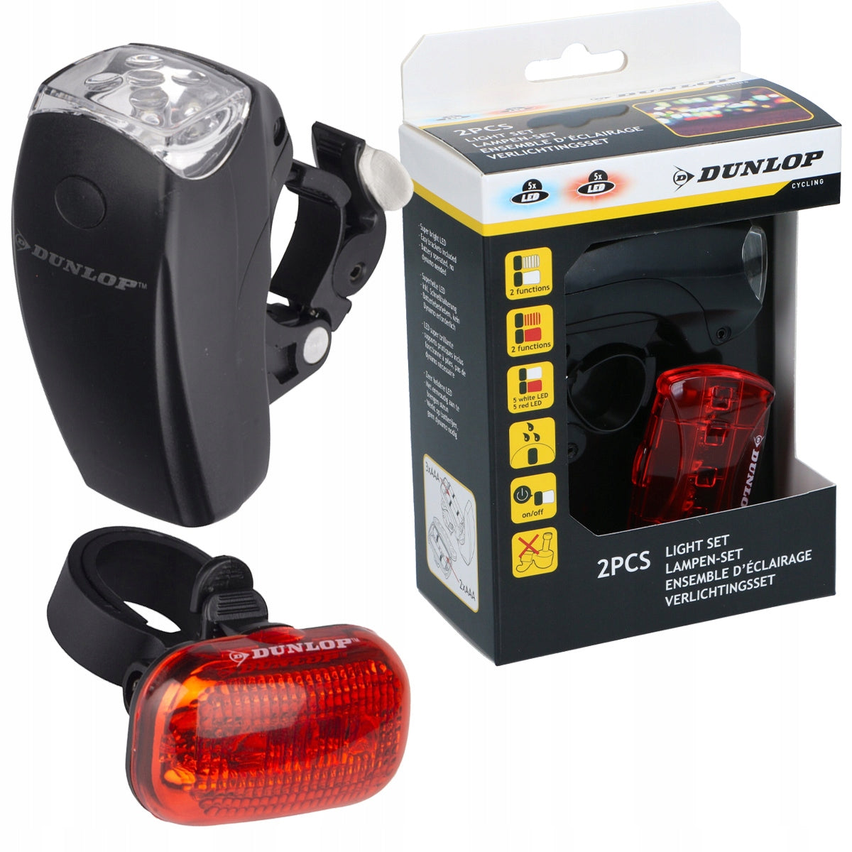 Bike lights LED lighting front rear DUNLOP