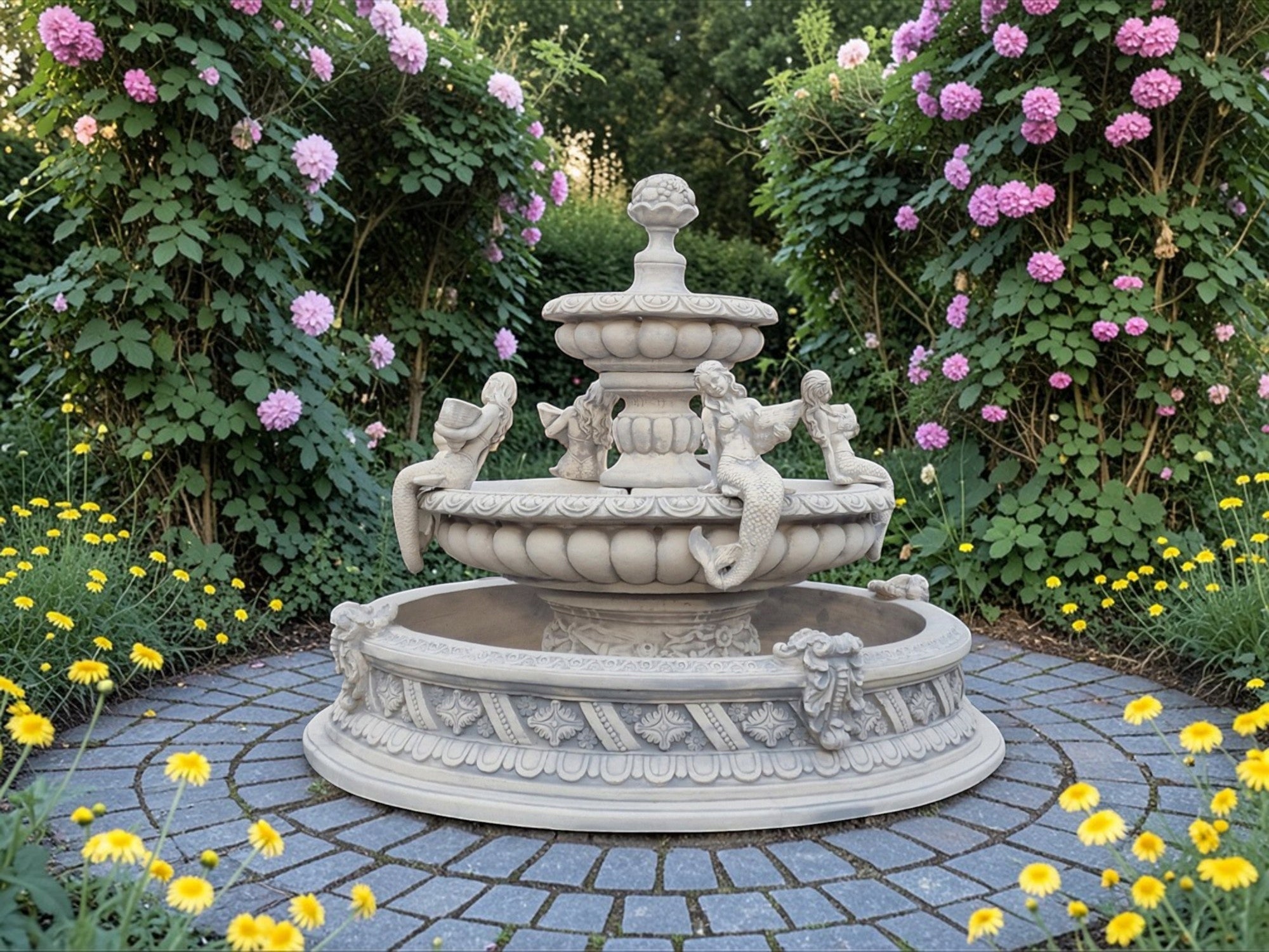 Bilbao Fountain with Pool Alaska Pool with Bottom White Cement Ag-Bet Figure Manufacturer Ag-Bet