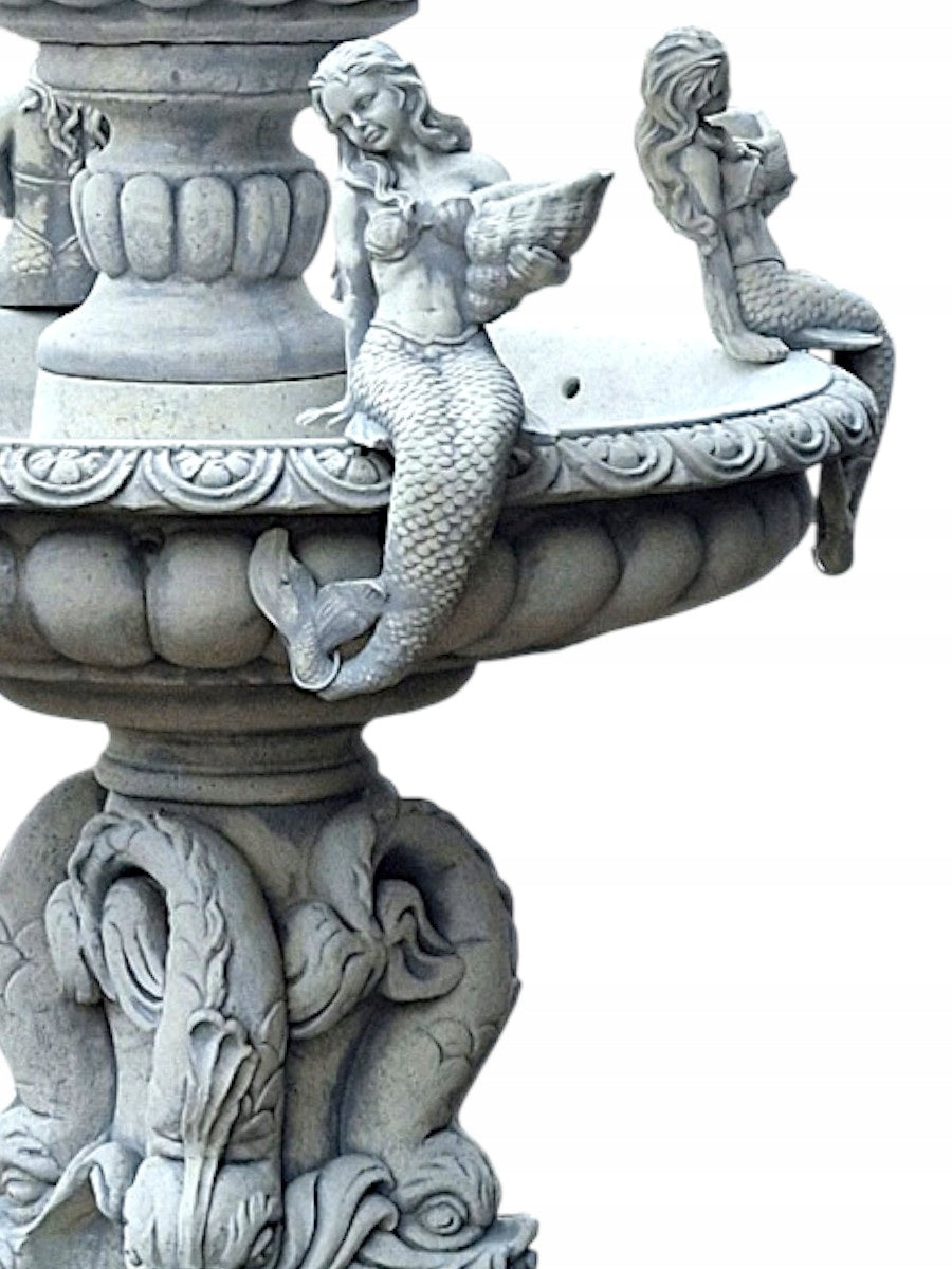 Bilbao Garden Fountain with Mermaid White Concrete Conglomerate Figure Ag-Bet Type fountain (pump)