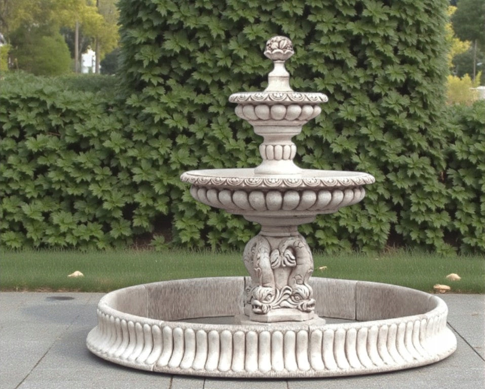 Bilbao Garden Fountain with Pool 224cm. White concrete conglomerate Ag-Bet Manufacturer Ag-Bet
