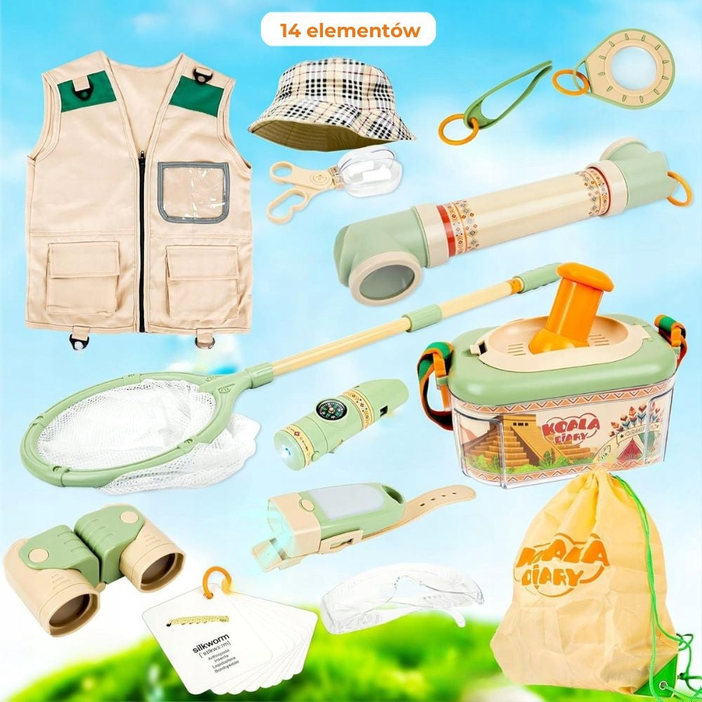 Binoculars Compass Insect Mesh Butterflies Flashlight Travel Explorer Set Kid's age 3+ years