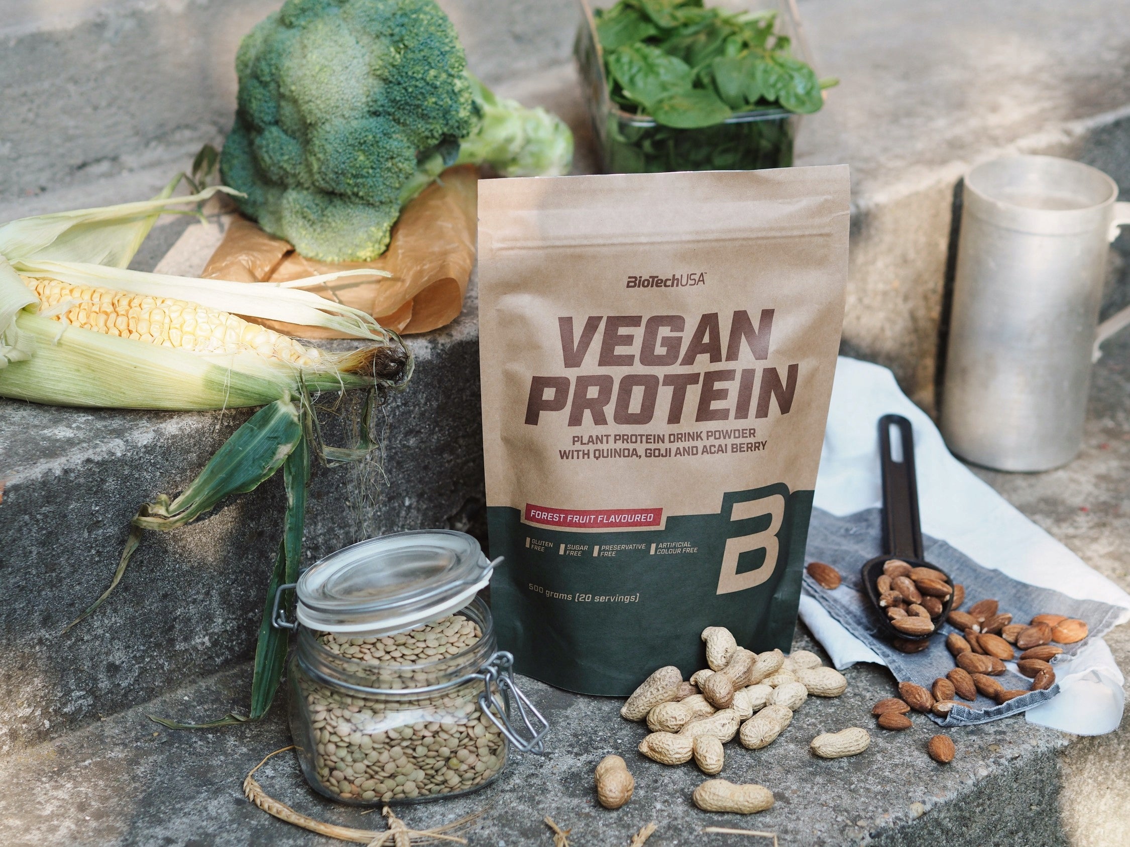 BioTech Vegan Protein 500g Vegan Vegetable Protein Forest Fruit Brand BioTechUSA