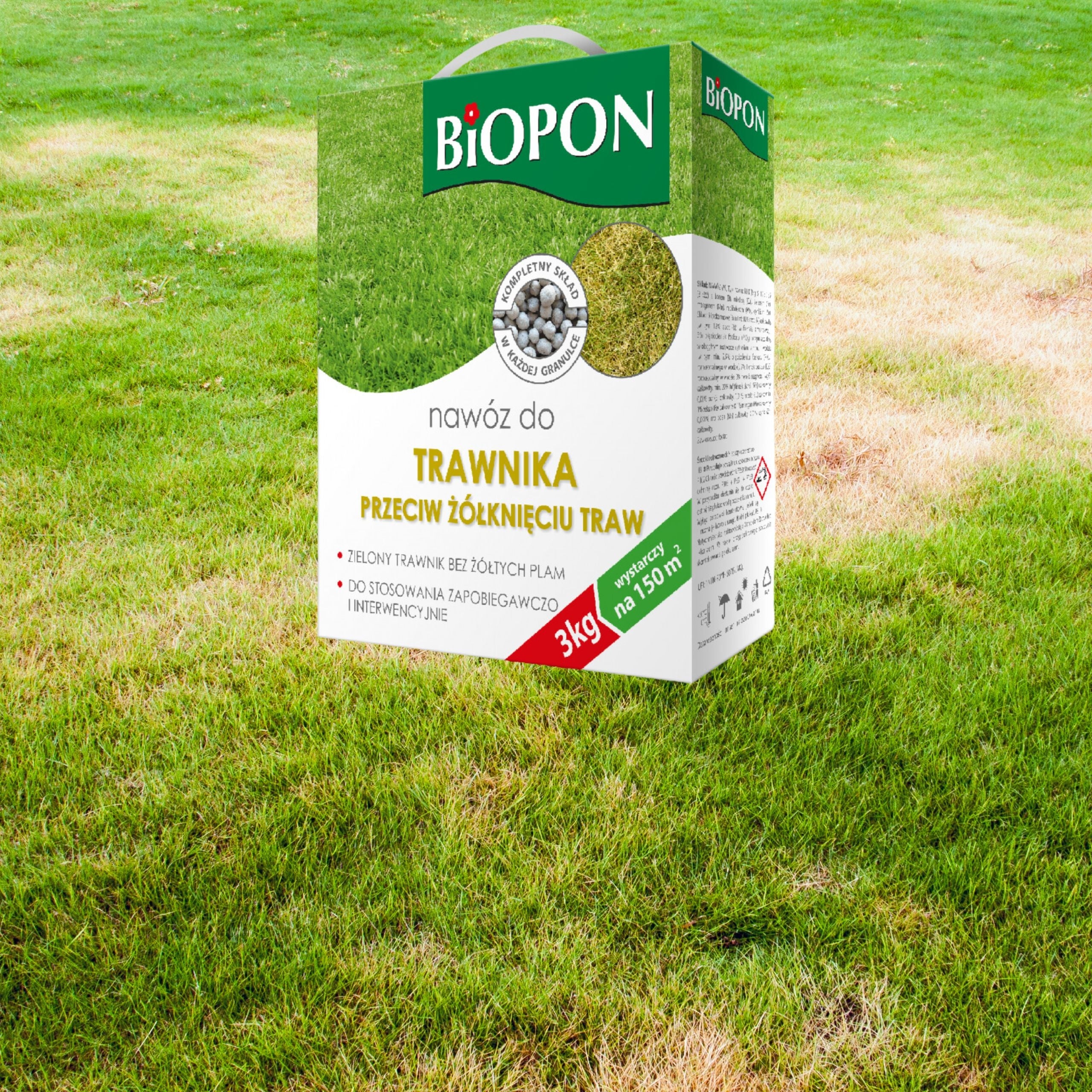 Biopon Lawn Fertilizer Against Yellowing Granules Without Yellow Stains 3kg Manufacturer Bros