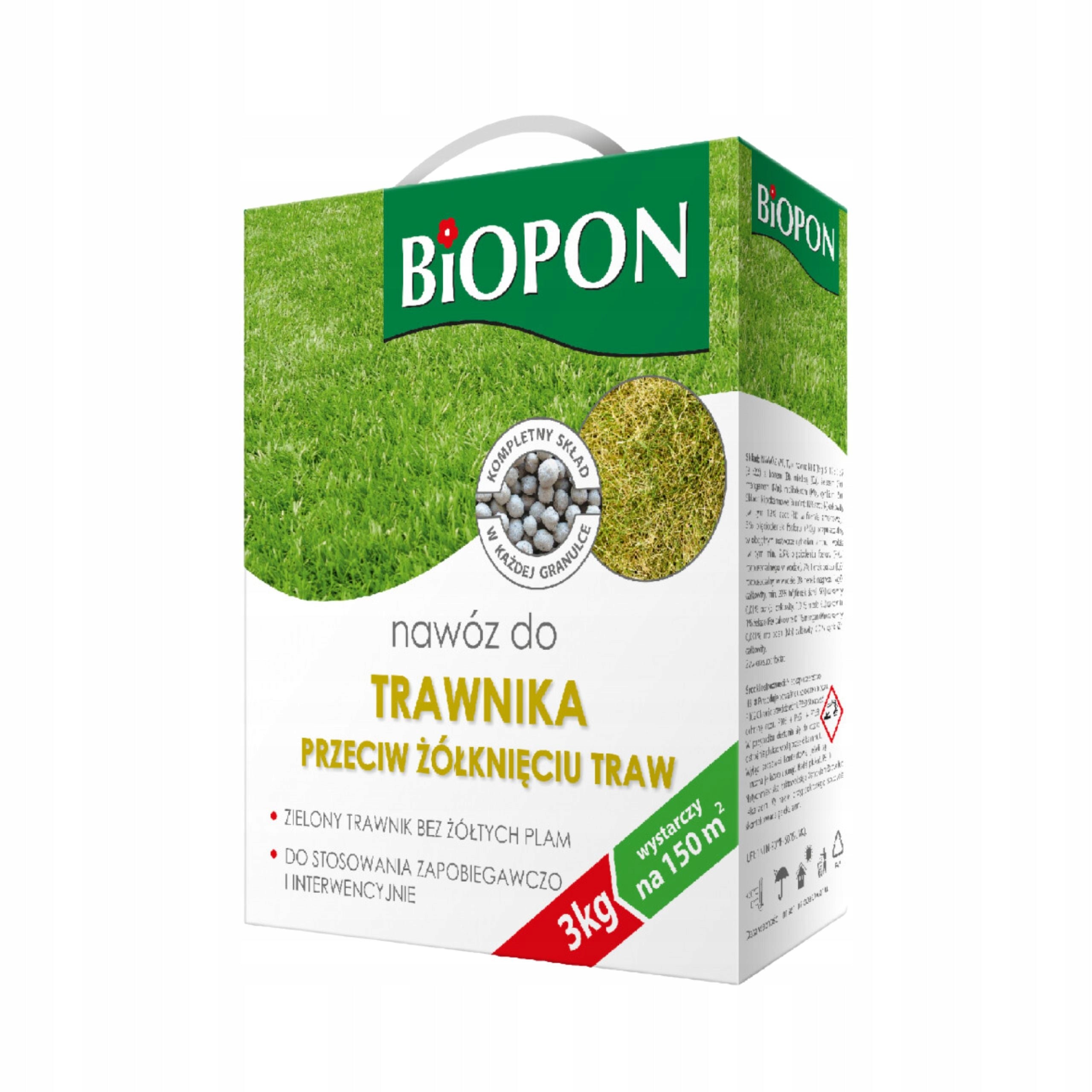 Biopon Lawn Fertilizer Against Yellowing Granules Without Yellow Stains 3kg