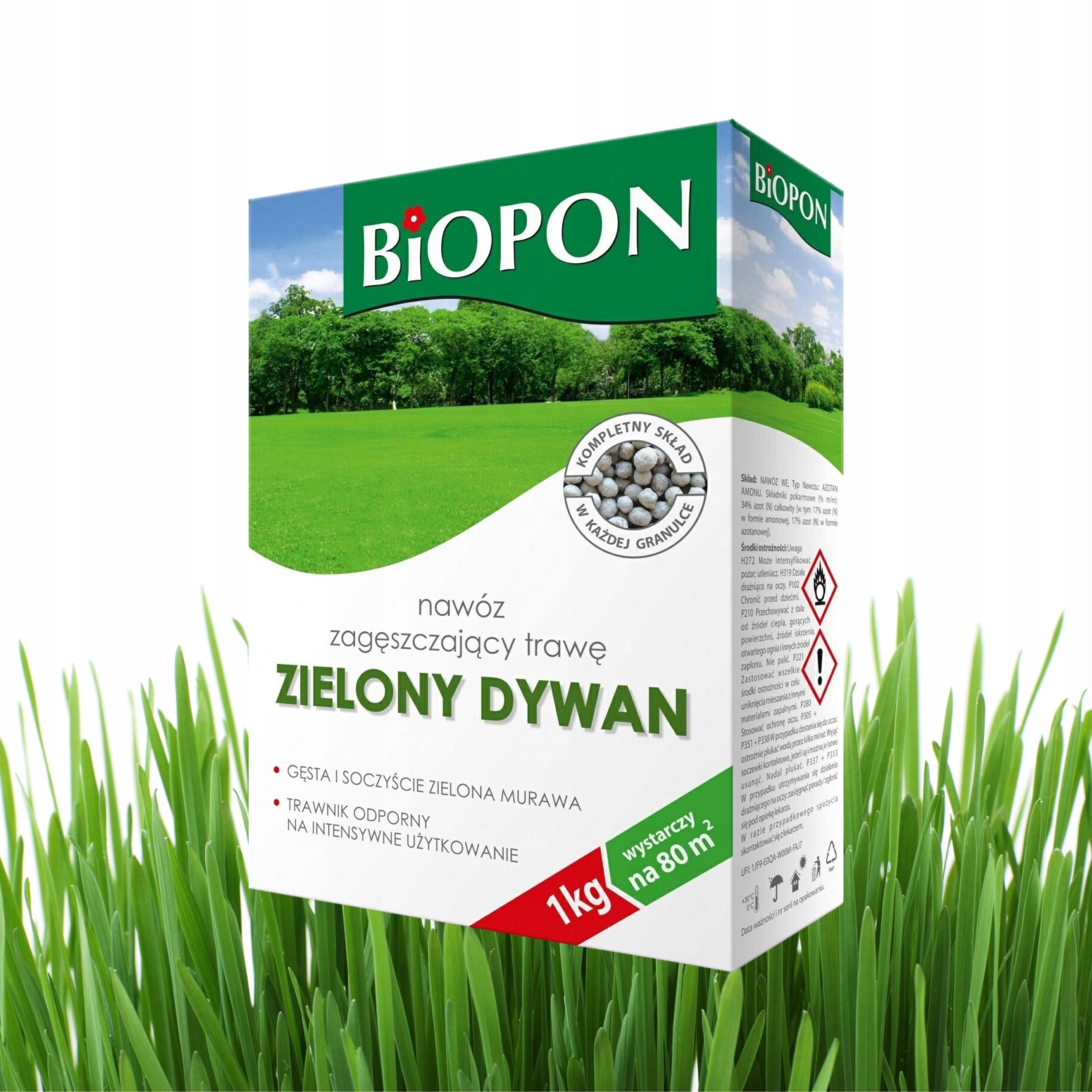 Biopon Lawn Fertilizer Grass Thickening Granules Green Carpet 1kg Packaging status original