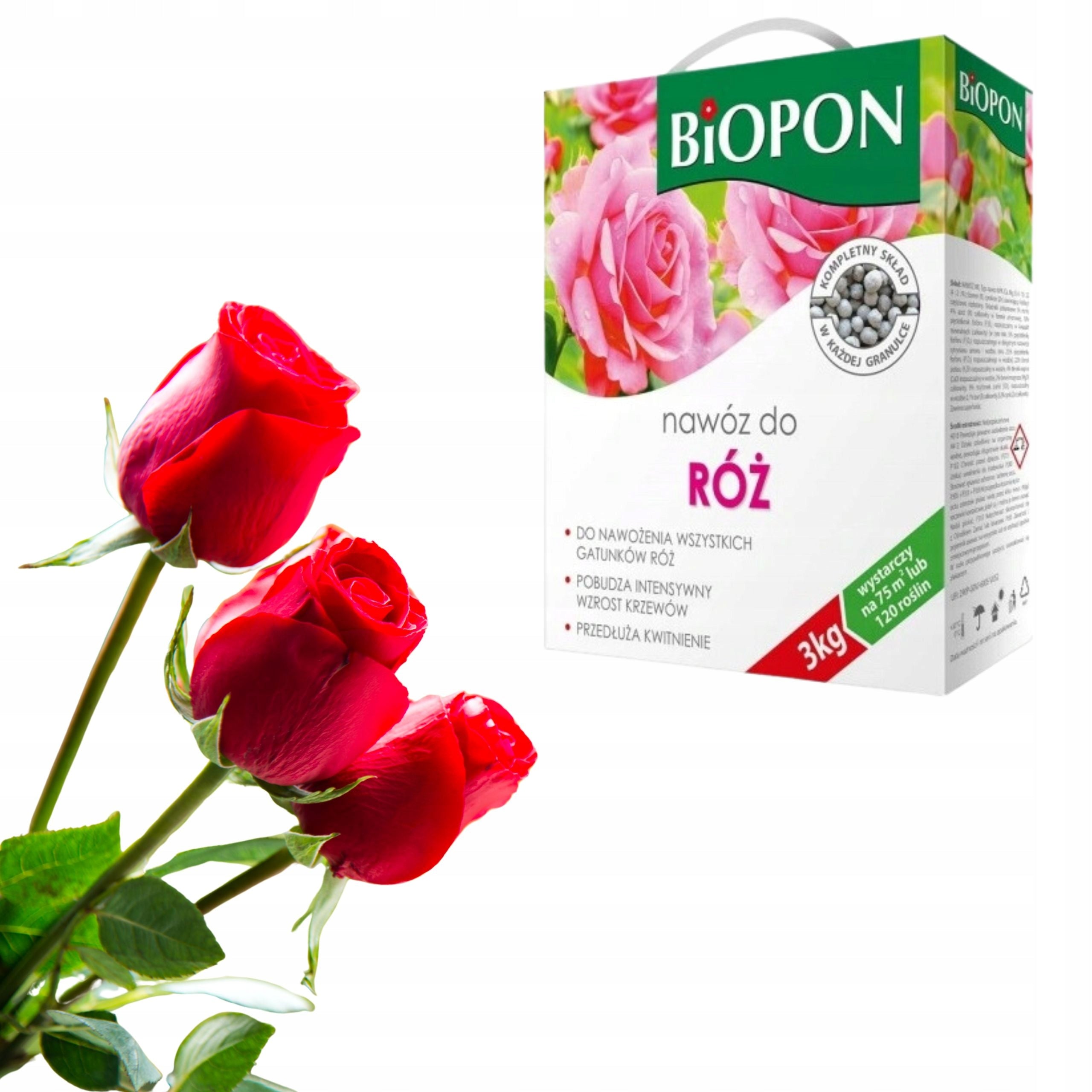 Biopon Rose Fertilizer Granulated 3kg Extends Multicomponent Flowering Packaging status original