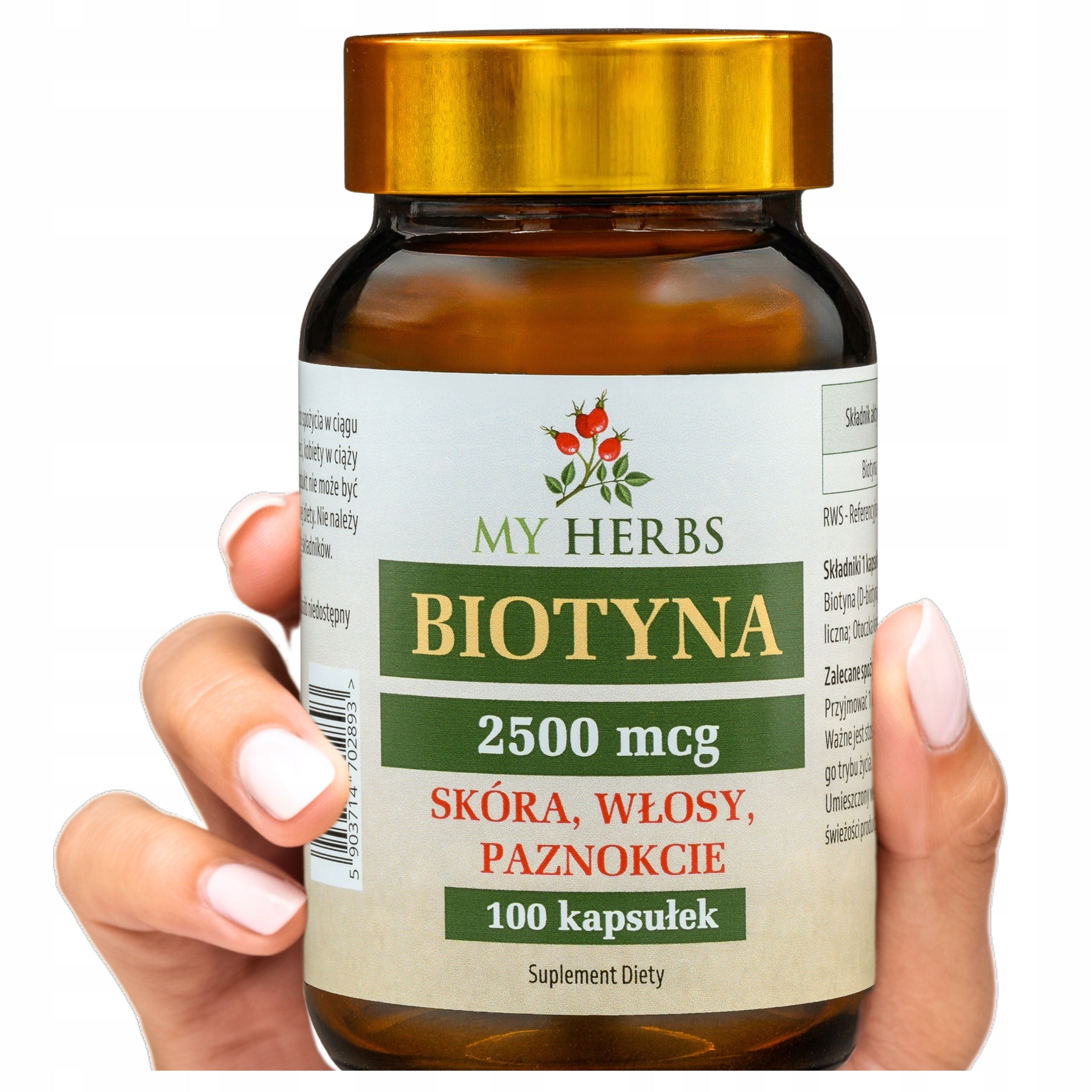 Biotin Vitamin B7 2500 mcg 100 kaps. healthy skin hair nails