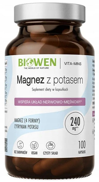 Biowen MAGNESIUM 4X POTASSIUM 100 Capsules 4 Forms of Magnesium