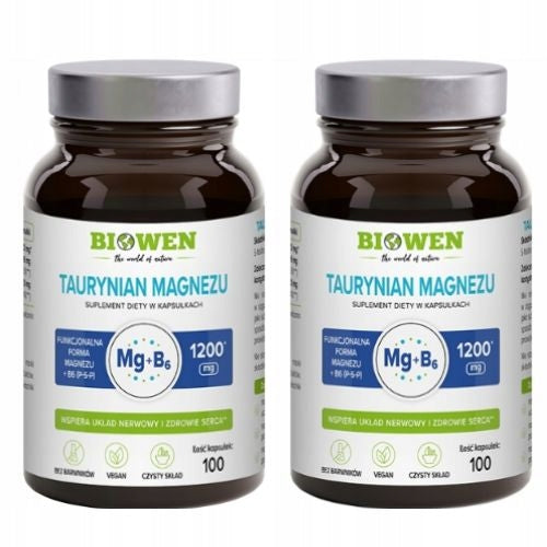 Biowen Magnesium Taurate 600 mg nervous system SET 2x 100 kaps #