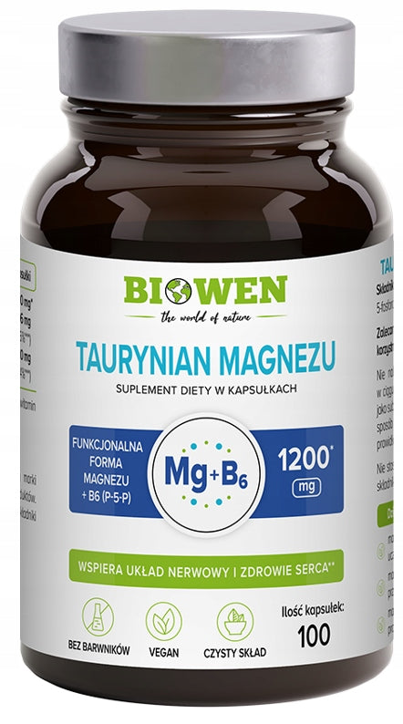 Biowen Magnesium Taurate with Vitamin B6 P-5-P 100 Capsules Heart Muscle