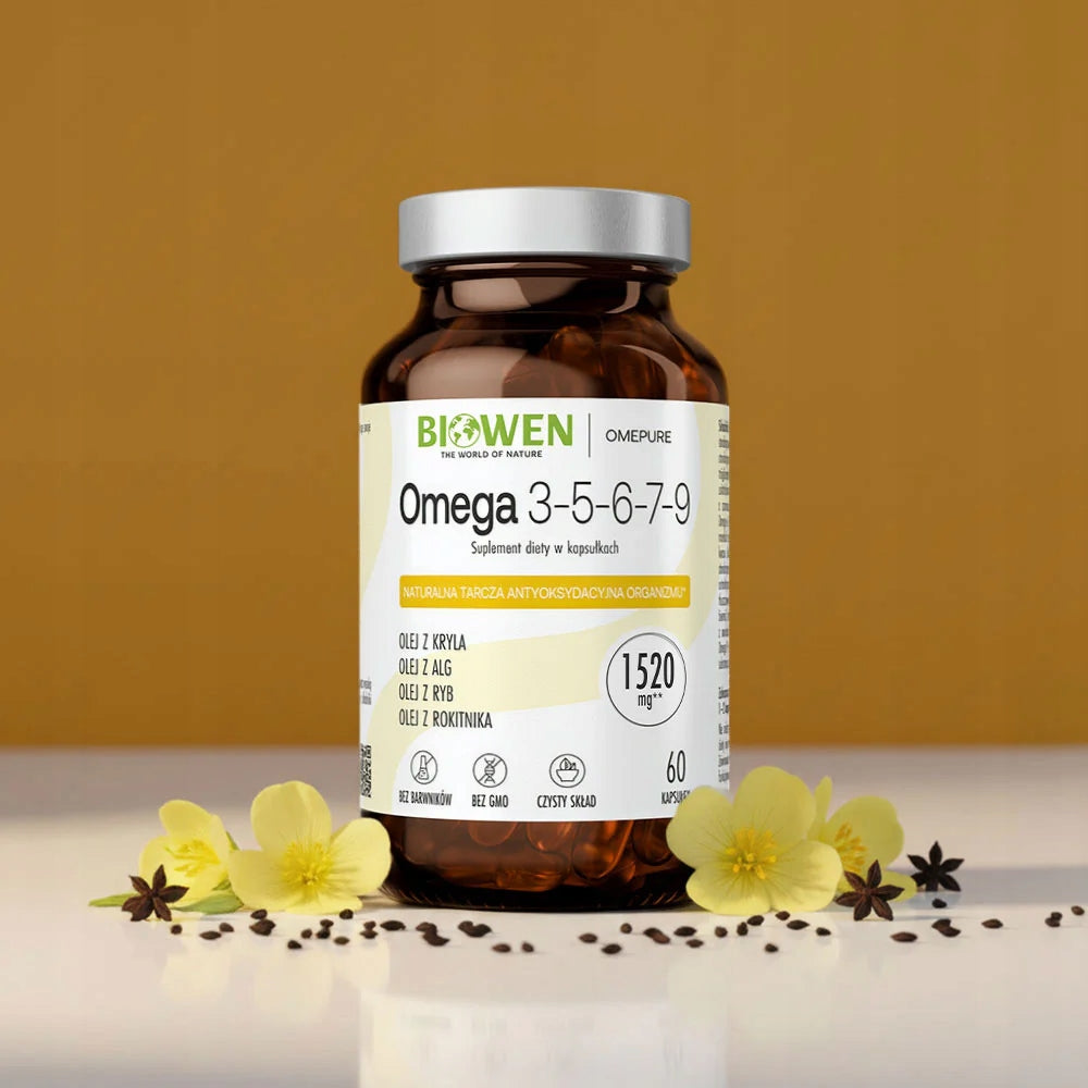 Biowen OMEGA 3-5-6-7-9 60 DHA capsules KRILL OIL, ALGAE, FISH, SEA BUCKTHORN Packaging status original