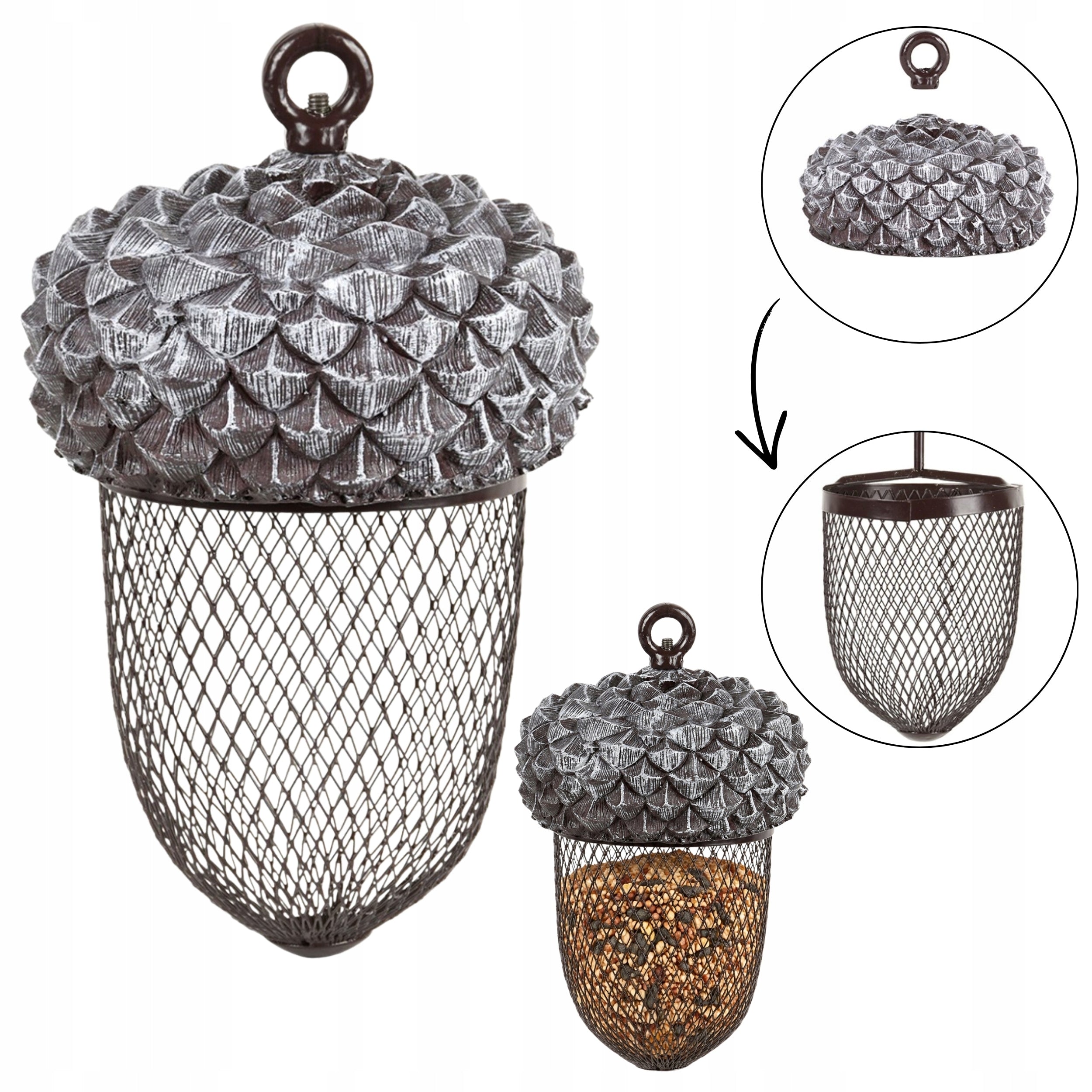Bird Feeder Hanging Modern Grain Food Terrace Balcony ACORN