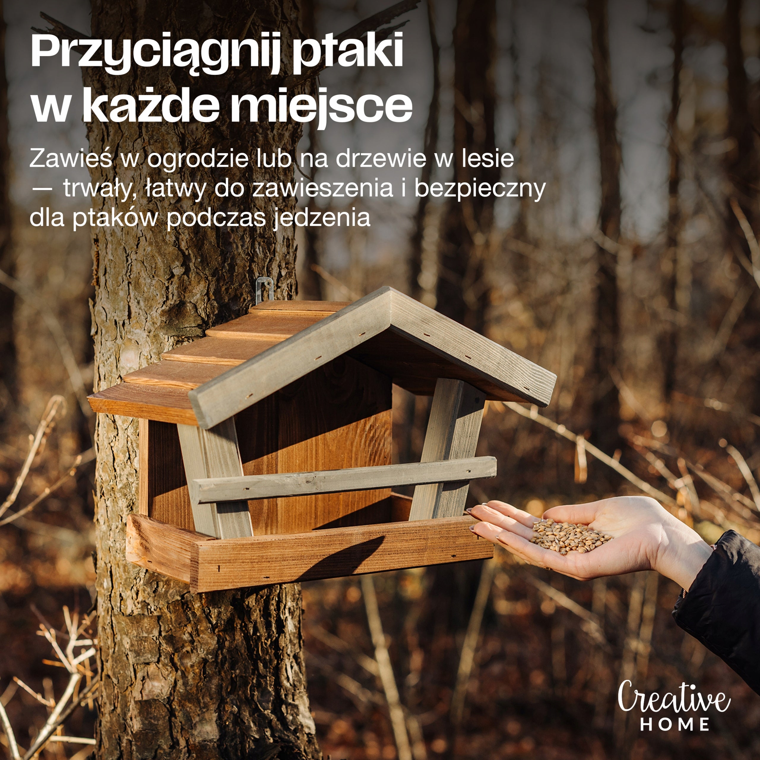 Bird Feeder Wooden Garden for Hanging Balcony Brown Green Main material wood