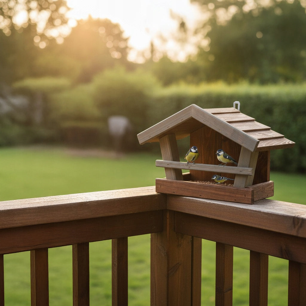 Bird Feeder Wooden Garden for Hanging Balcony Brown Green Manufacturer code X002G97C39