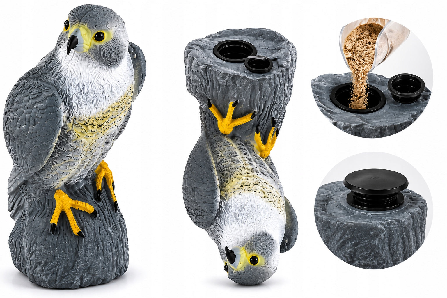 Bird Repellent Falcon 41cm Starling Pigeon Figurine Realistic Orchard Garden