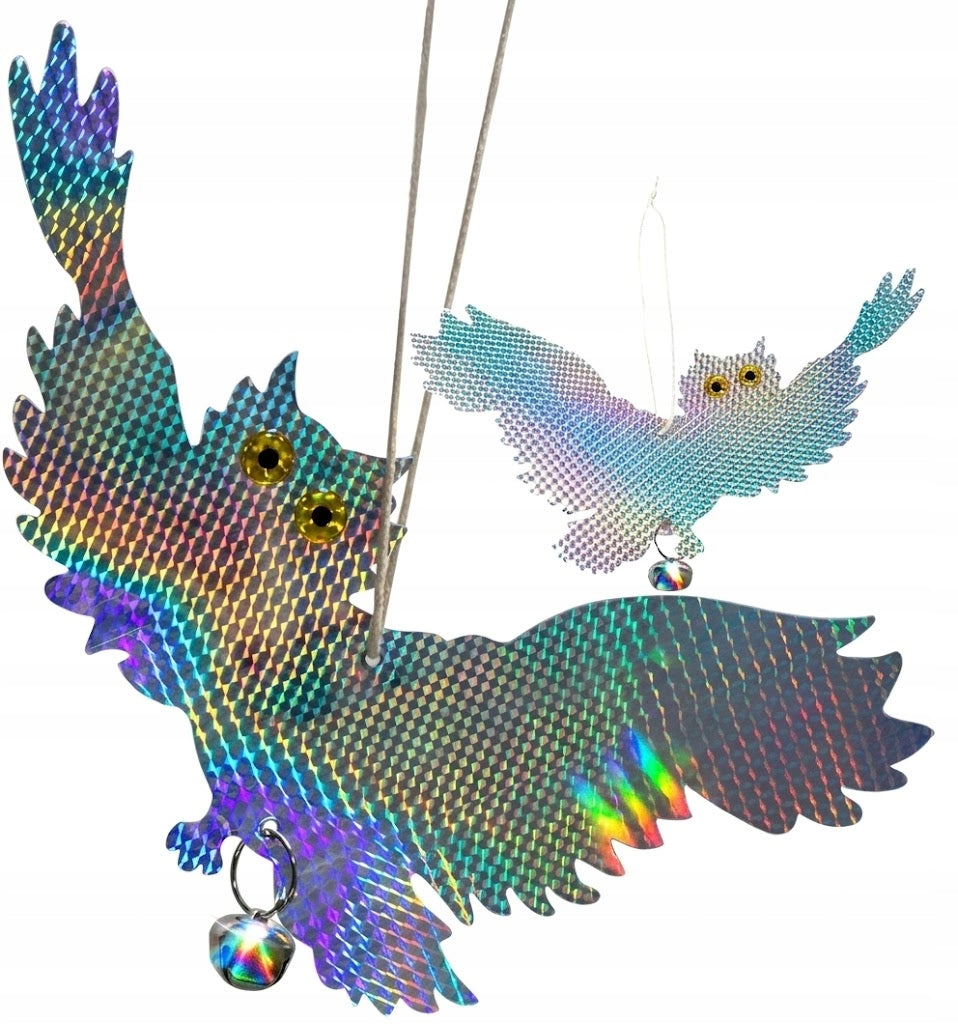 Bird repellent owl hologram hanging reflective pigeon starlings 38cm