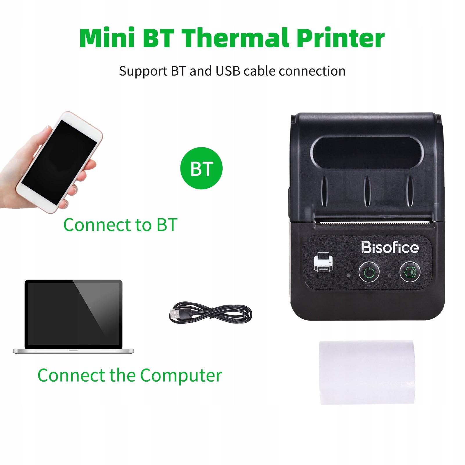 Bisofice portable wireless BT 58 mm 2 -inch thermal reception 0N
