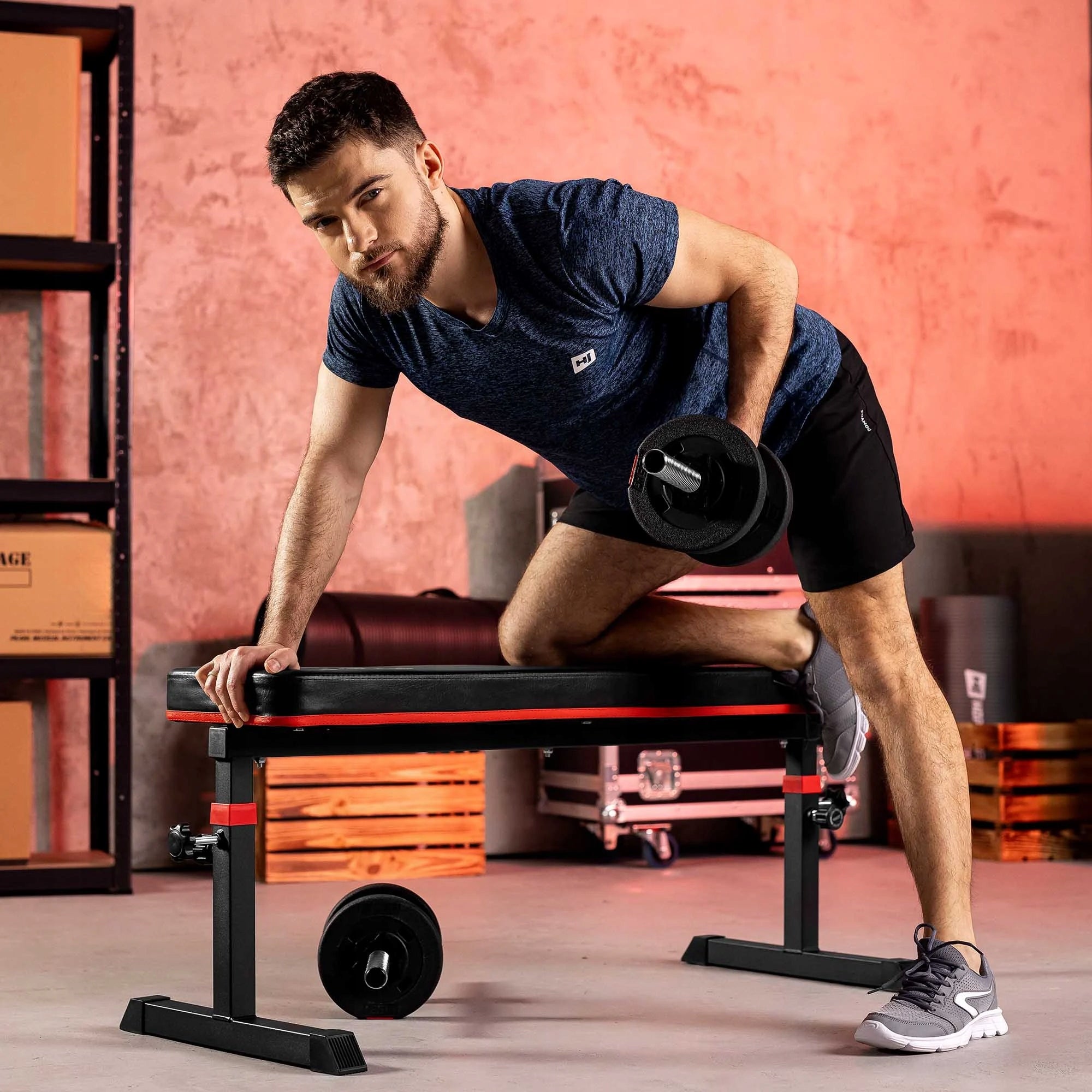 Bituminous dumbbells 1x20kg adjustable neck 30mm clamps included threaded Type adjustable