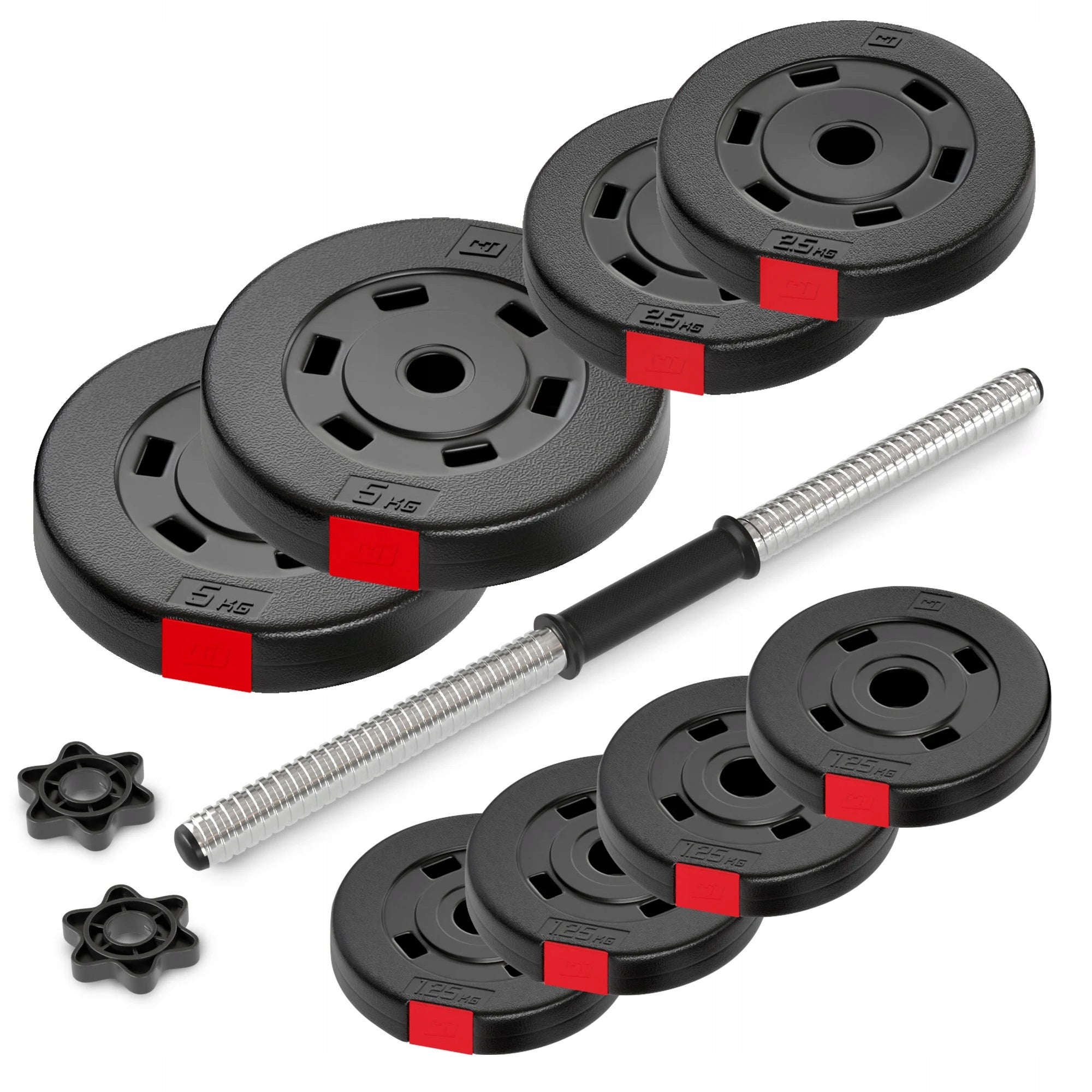 Bituminous dumbbells 1x20kg adjustable neck 30mm clamps included threaded