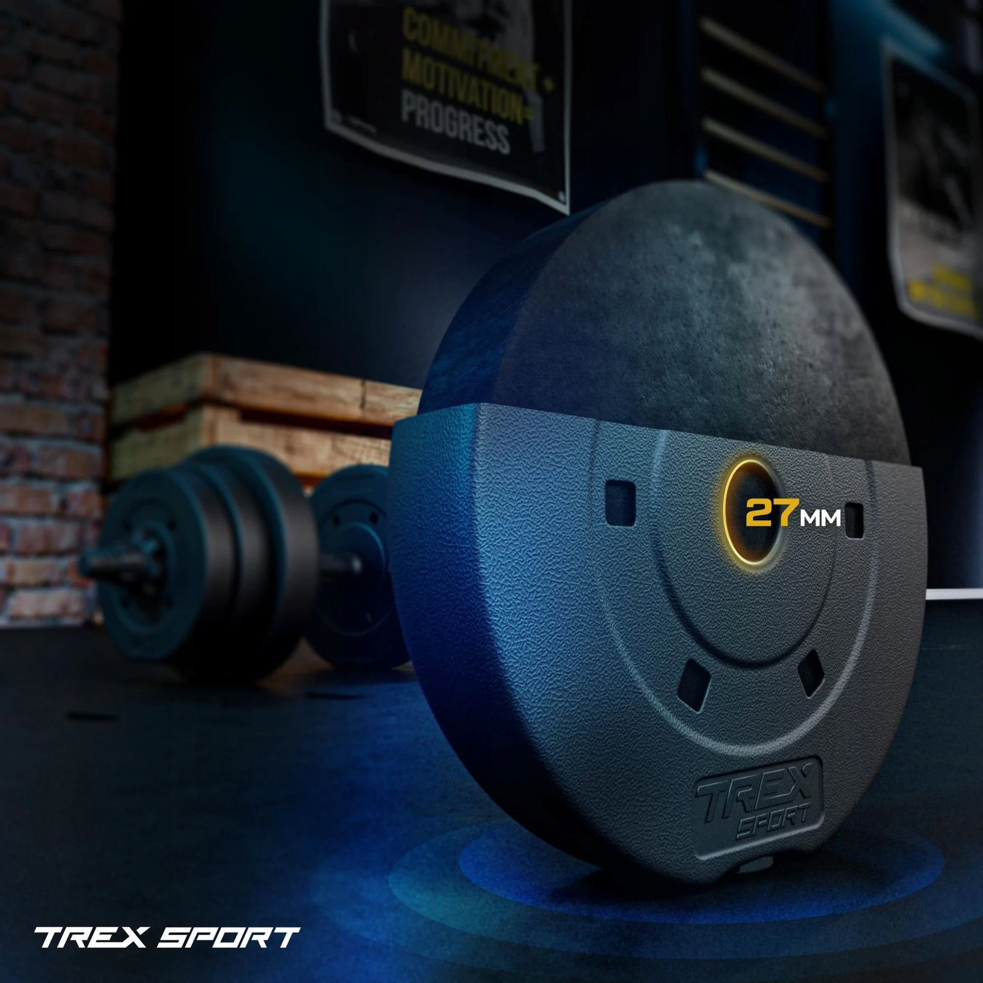 Bituminous weight set for exercise 46 kg neck 150cm barbell Trex Sport Model TX-046SAB150SP