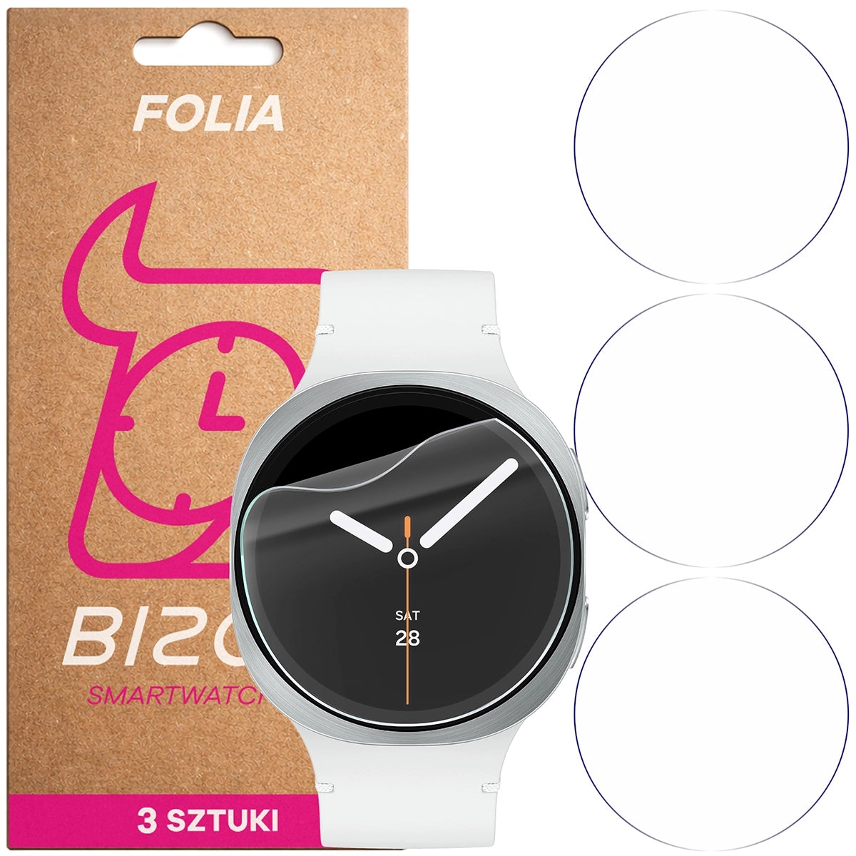 Bizon protective film for Galaxy Watch 8 / 7 / FE / 6 / 5 / 4 40 mm, 3 pcs