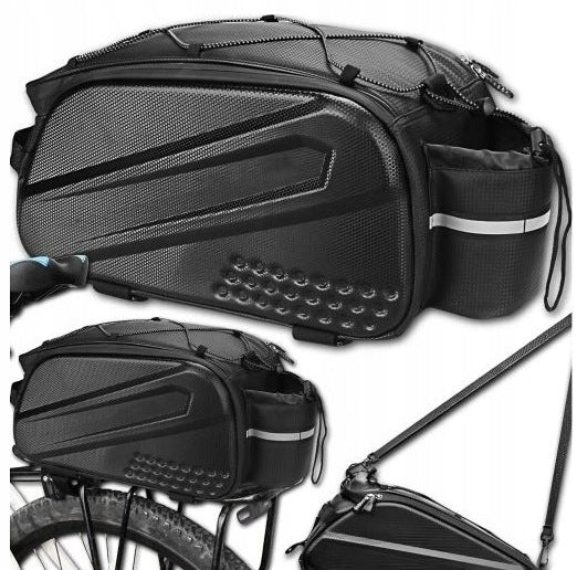 Black 10-Liter Rear Bike Rack Bag with Zipper