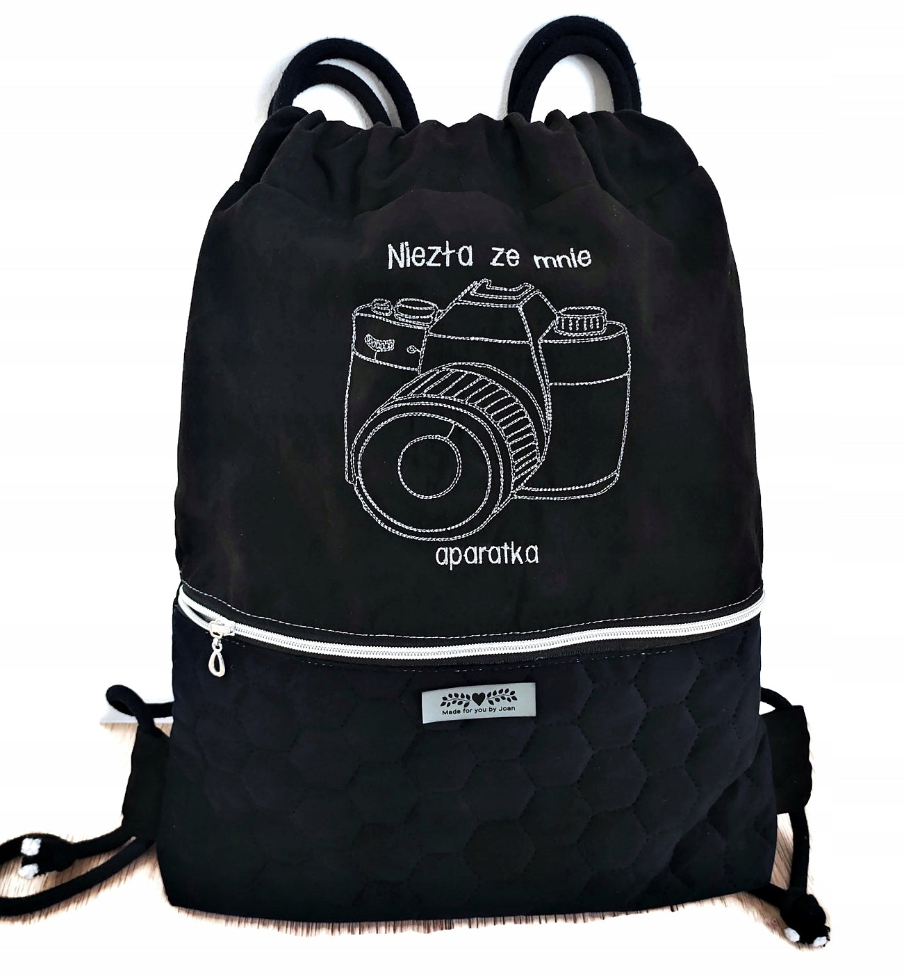 Black Bag Backpack with Camera for Photographer