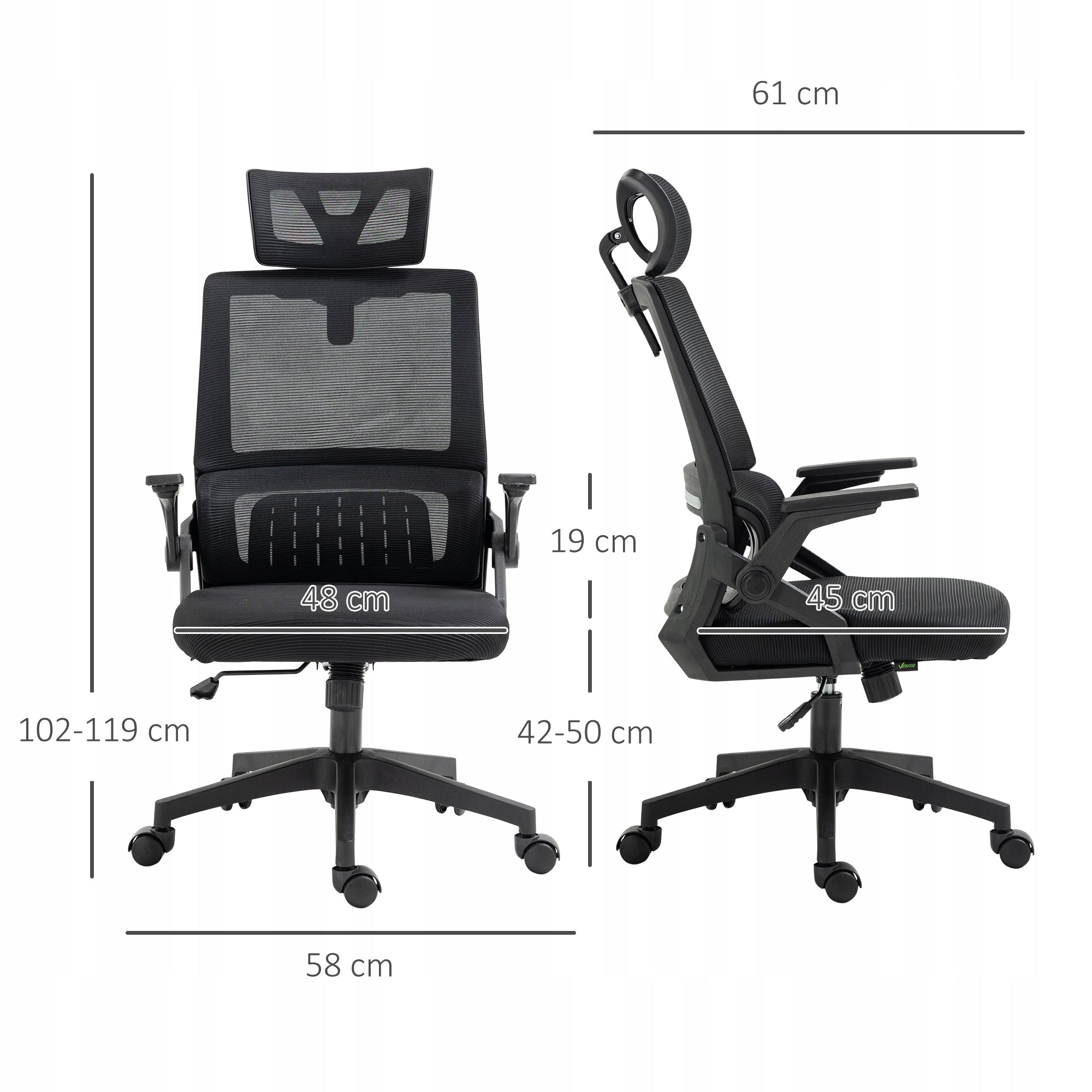 Black Ergonomic Office Chair with Headrest and Armrests for Work Brand no brand