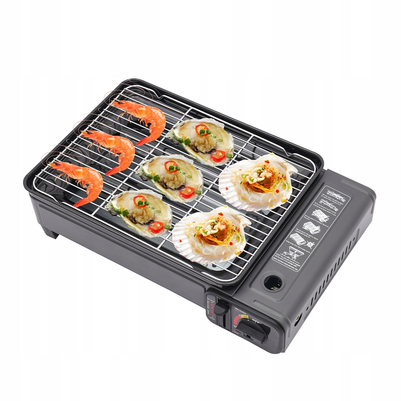 Black Gas Grill Portable Butane Stove LPG Tank 0.25-0.3MPa Stainless Steel