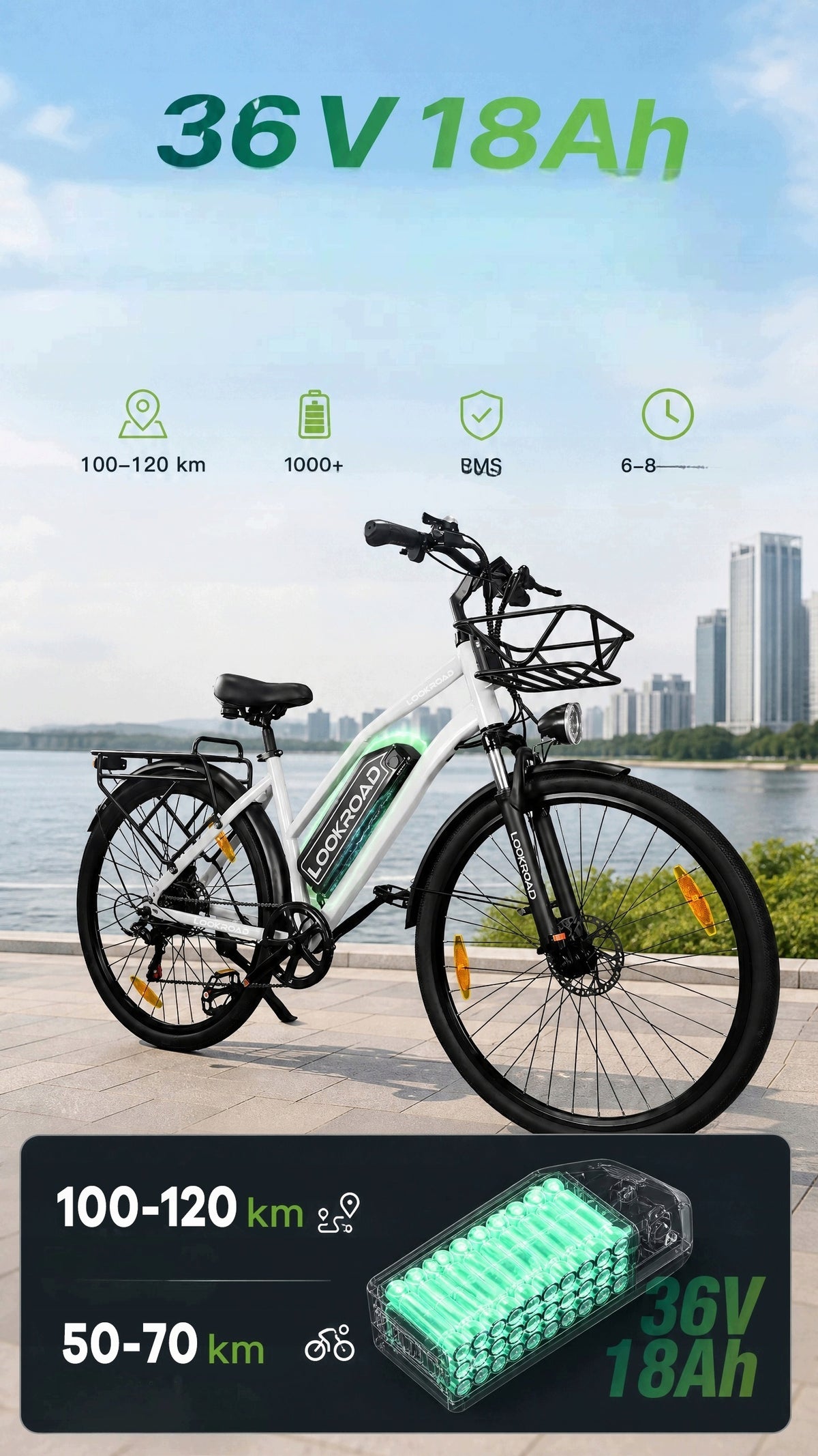 Black LOOKROAD L28MIN electric vehicle male/female 500W 36V 18Ah 120km Model LOOKROAD L28MIN BLACKhei