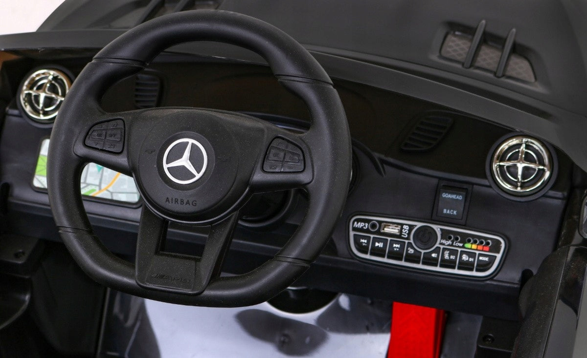 Black Mercedes Benz AMG SL65 S electric for children + Pilot Kid's age 3+ years