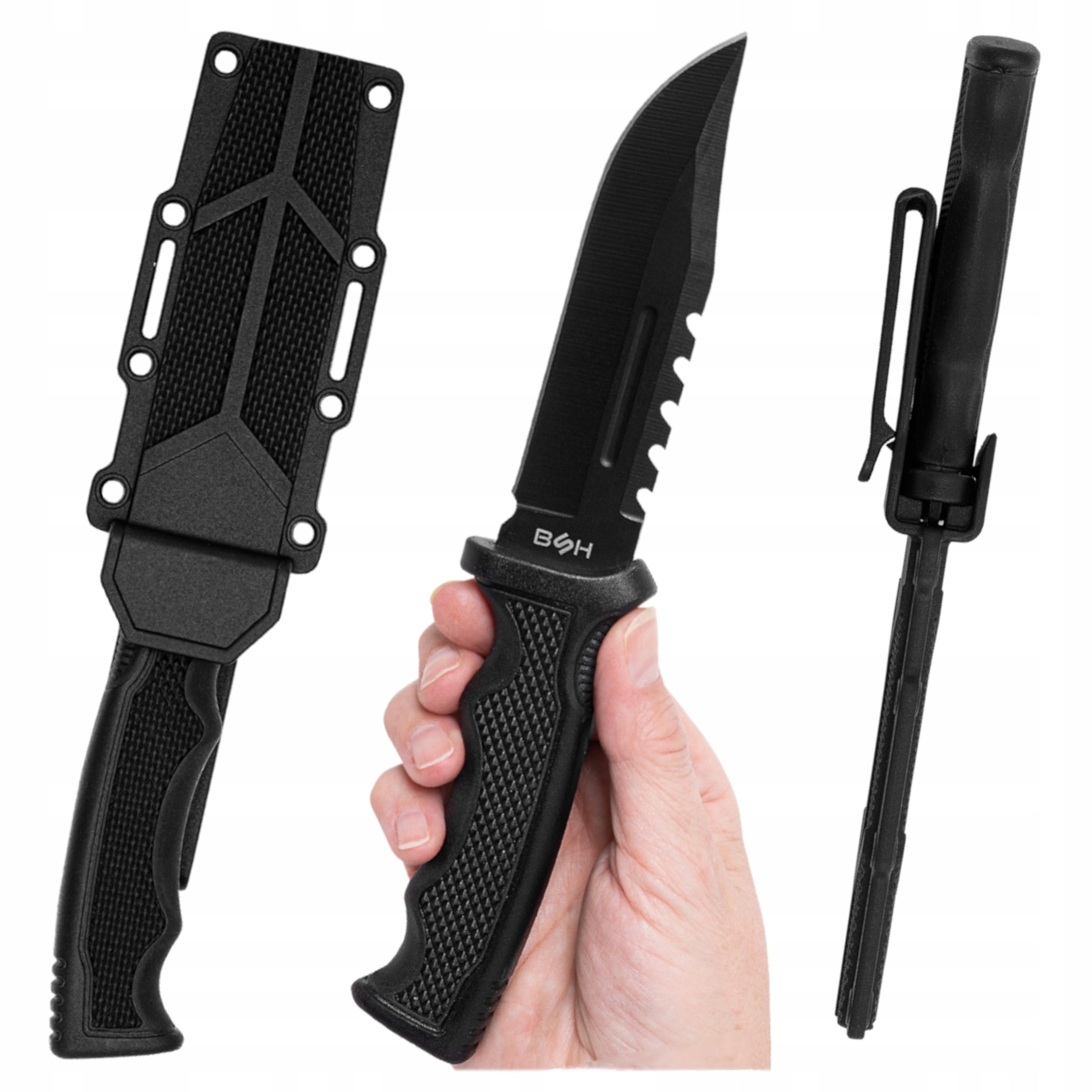 Black Outdoor Knife Bowie Steel 440 With Practical Cover Dagger Tactic