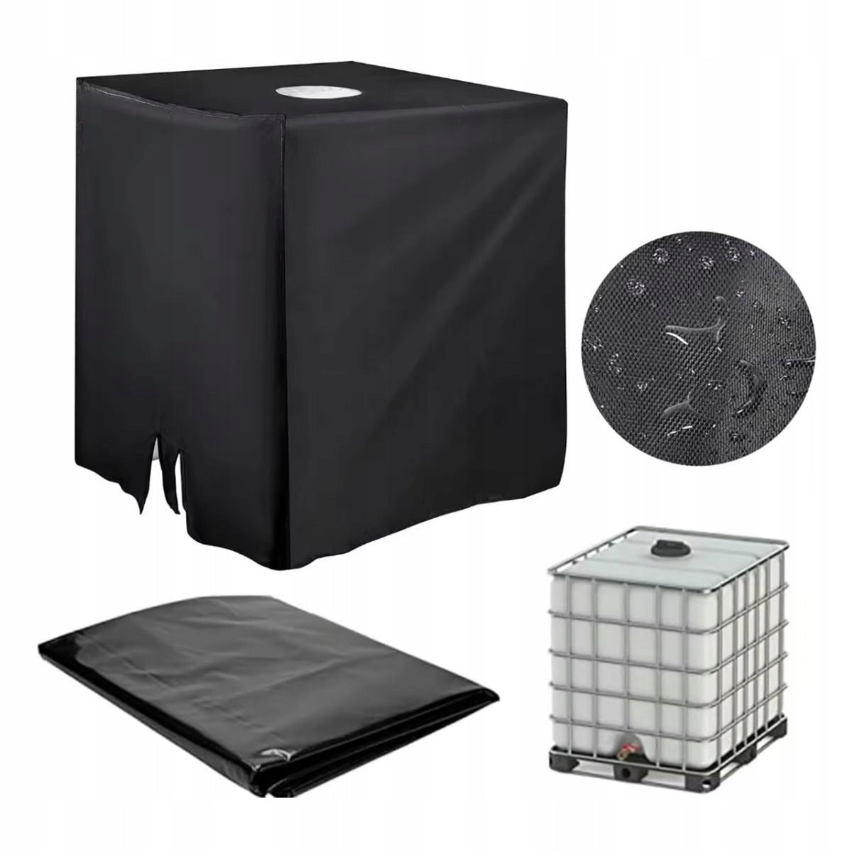 Black Protective cover for tank IBC mauzer 1000 liters waterproof
