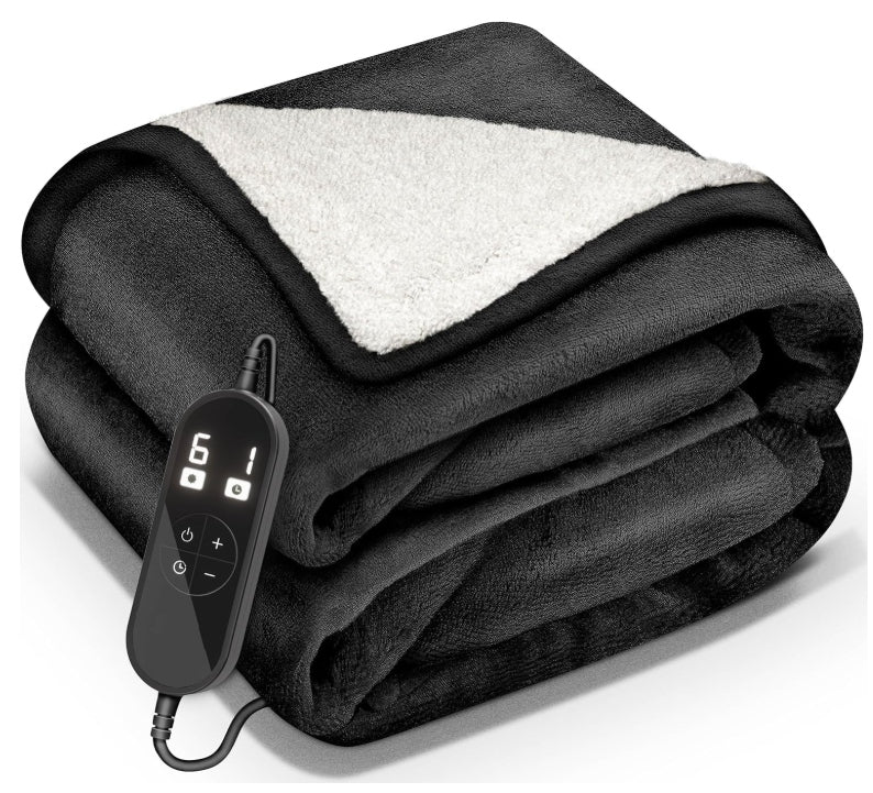 Black Thermal Heating Blanket 180cm x 130cm With 9 Temperature Degrees