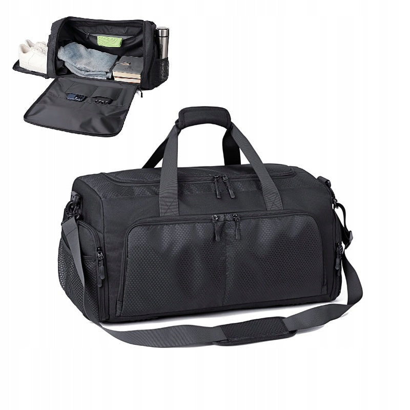 Black Travel Sports Bag with Shoulder Strap