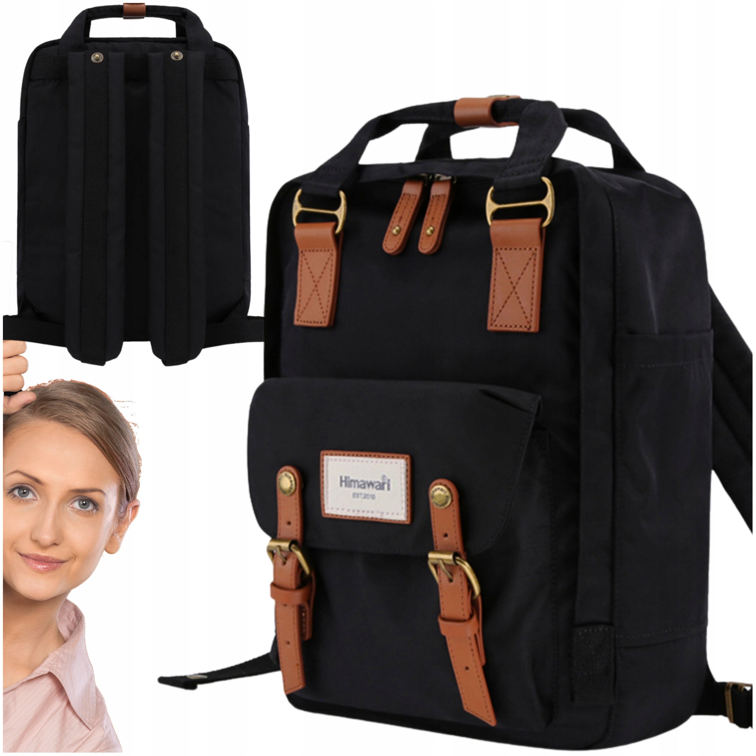 Black Urban Laptop Backpack 7in1 Functional For College Work 17L