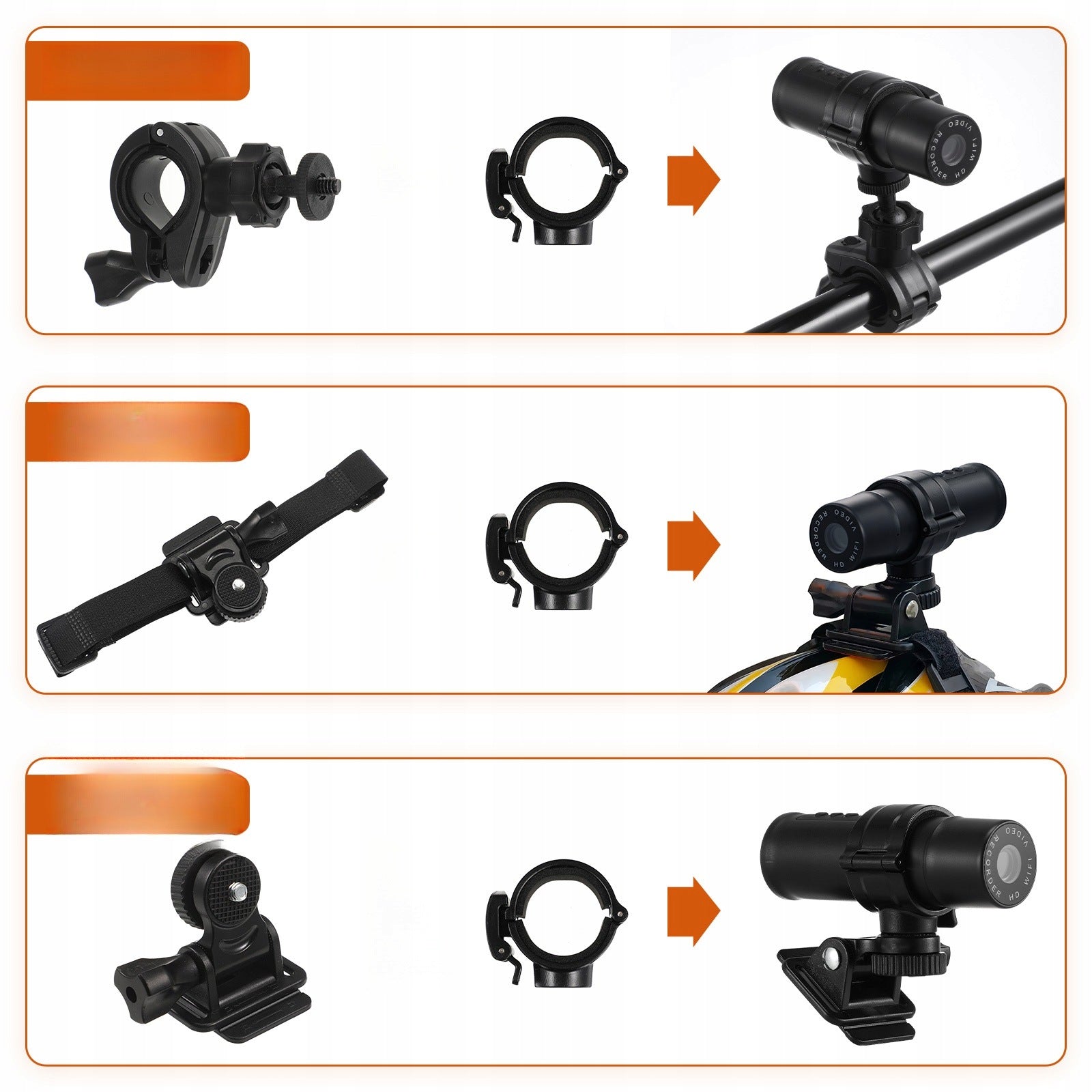 Black Waterproof Sports Action Camera with WiFi and Helmet Bracket Model 16701392250946