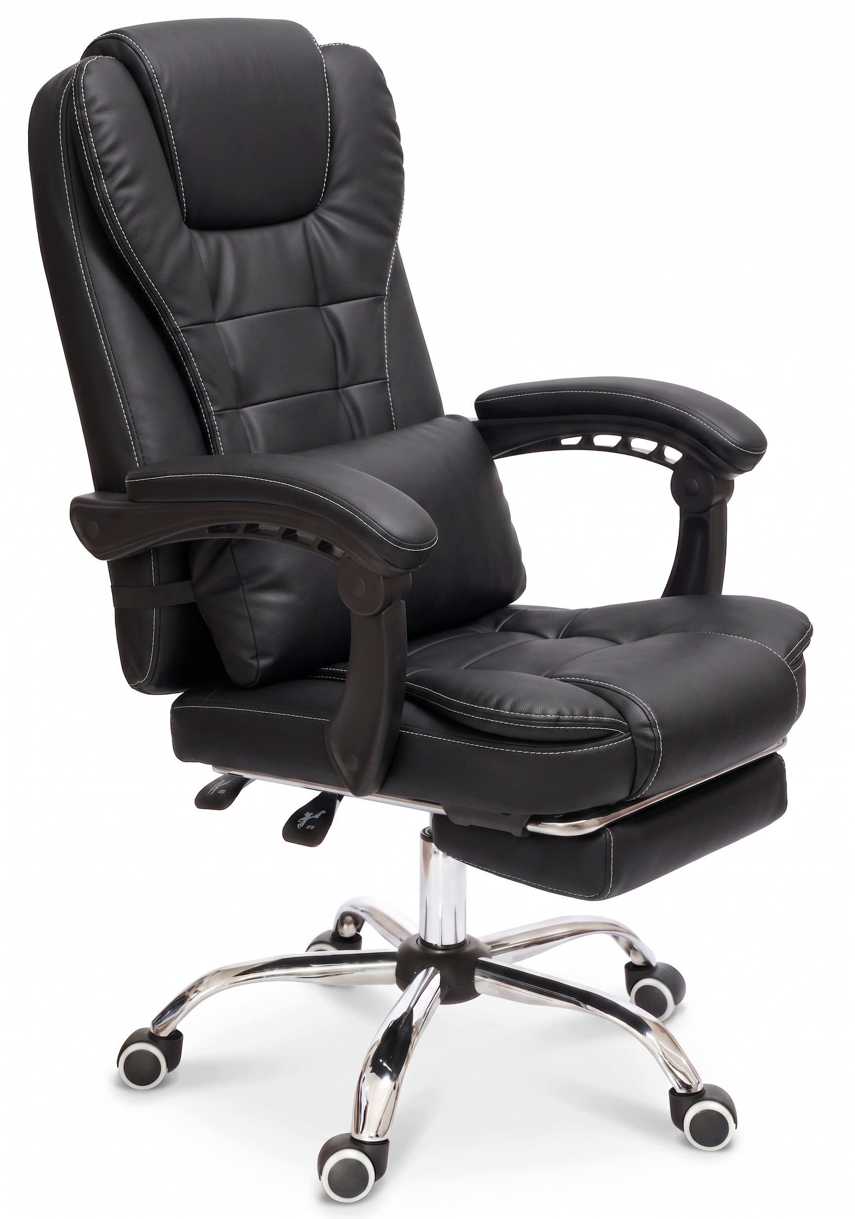 Black comfortable office chair with footrest and lumbar cushion NBK004W-HT Packaging status original