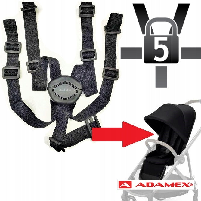 Black five-point harness / stroller straps Adamex Pajero for stroller Brand Adamex