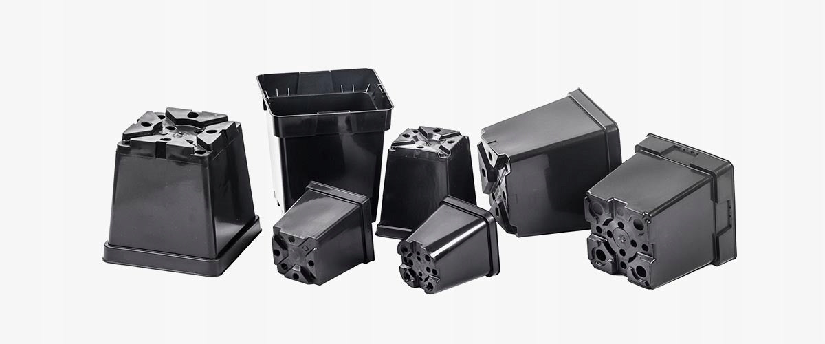 Black production pots 18 cm 2.5l, 10 pieces Shape round