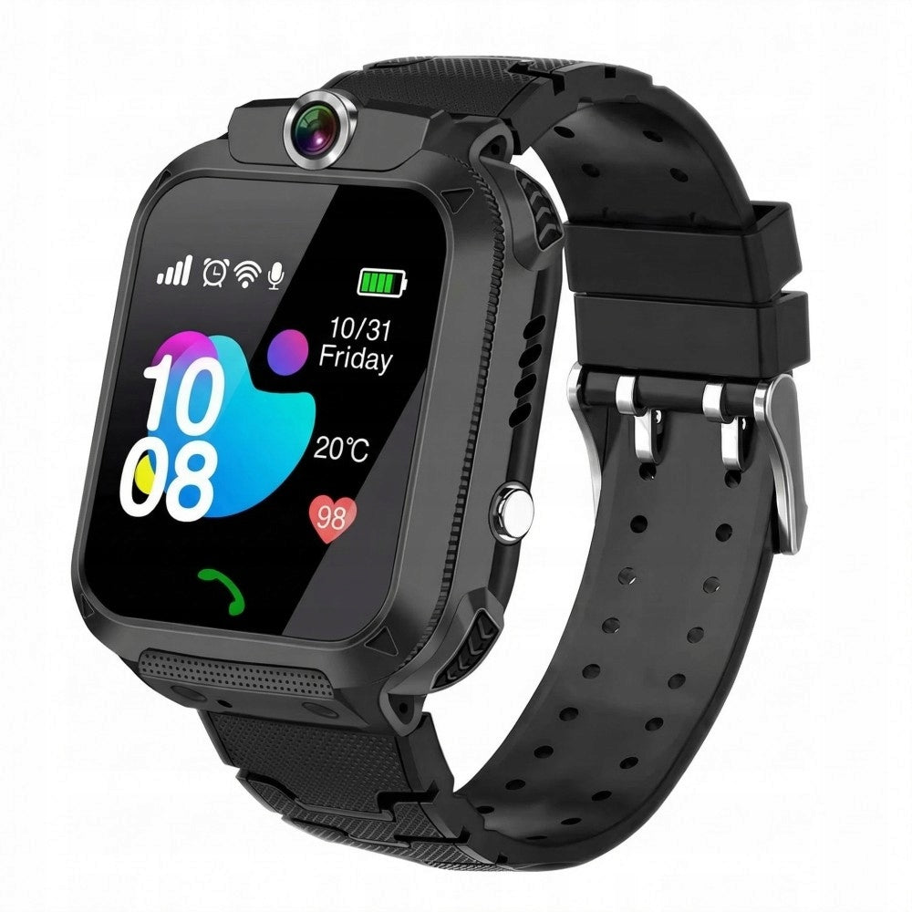 Black smartwatch for kids with camera and ringing function