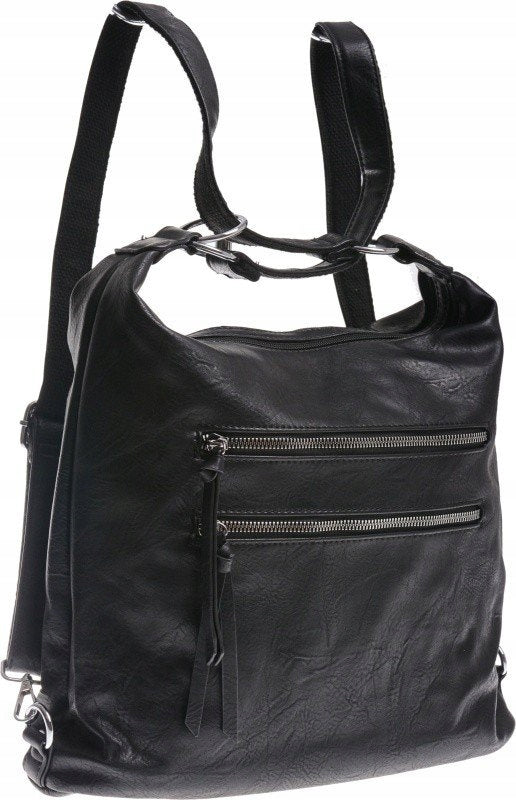 Black women's bag-backpack 3in1 roomy bag black