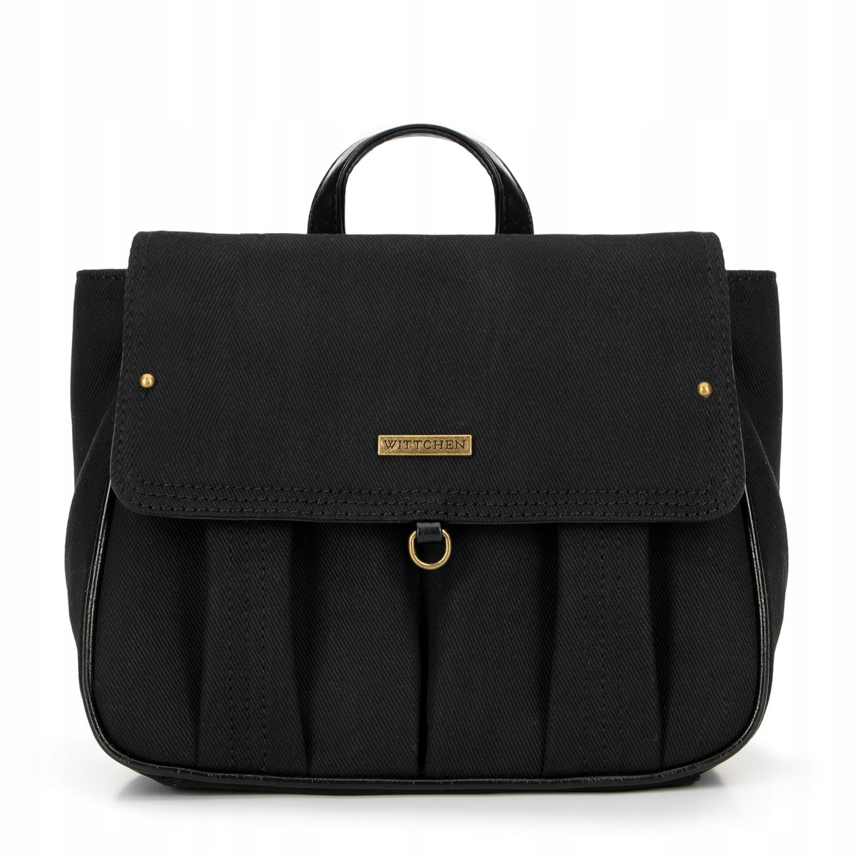 Black women's mini backpack WITTCHEN Young 100-4Y-441-1 with flap and pockets Brand WITTCHEN