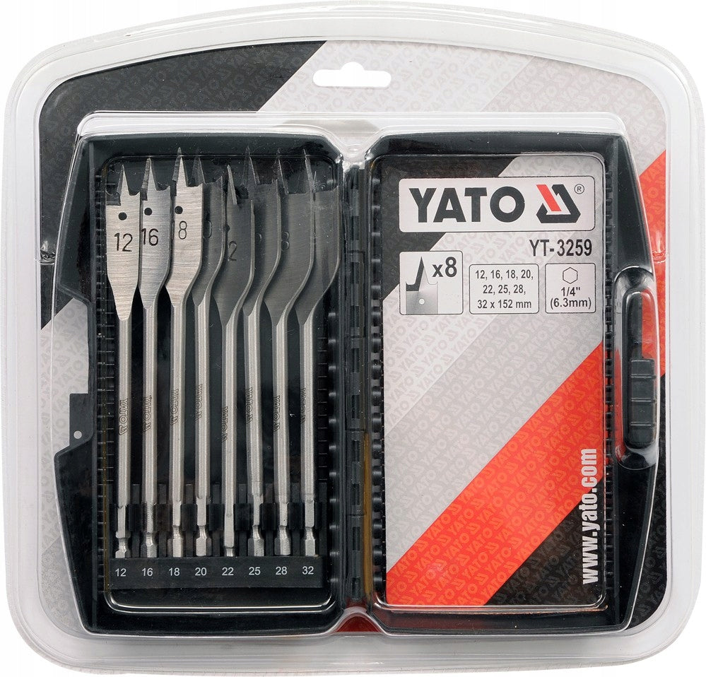 Blade drill bit set 12-32mm, set of 8 Yato YT-3259 for wood Manufacturer code YT-3259